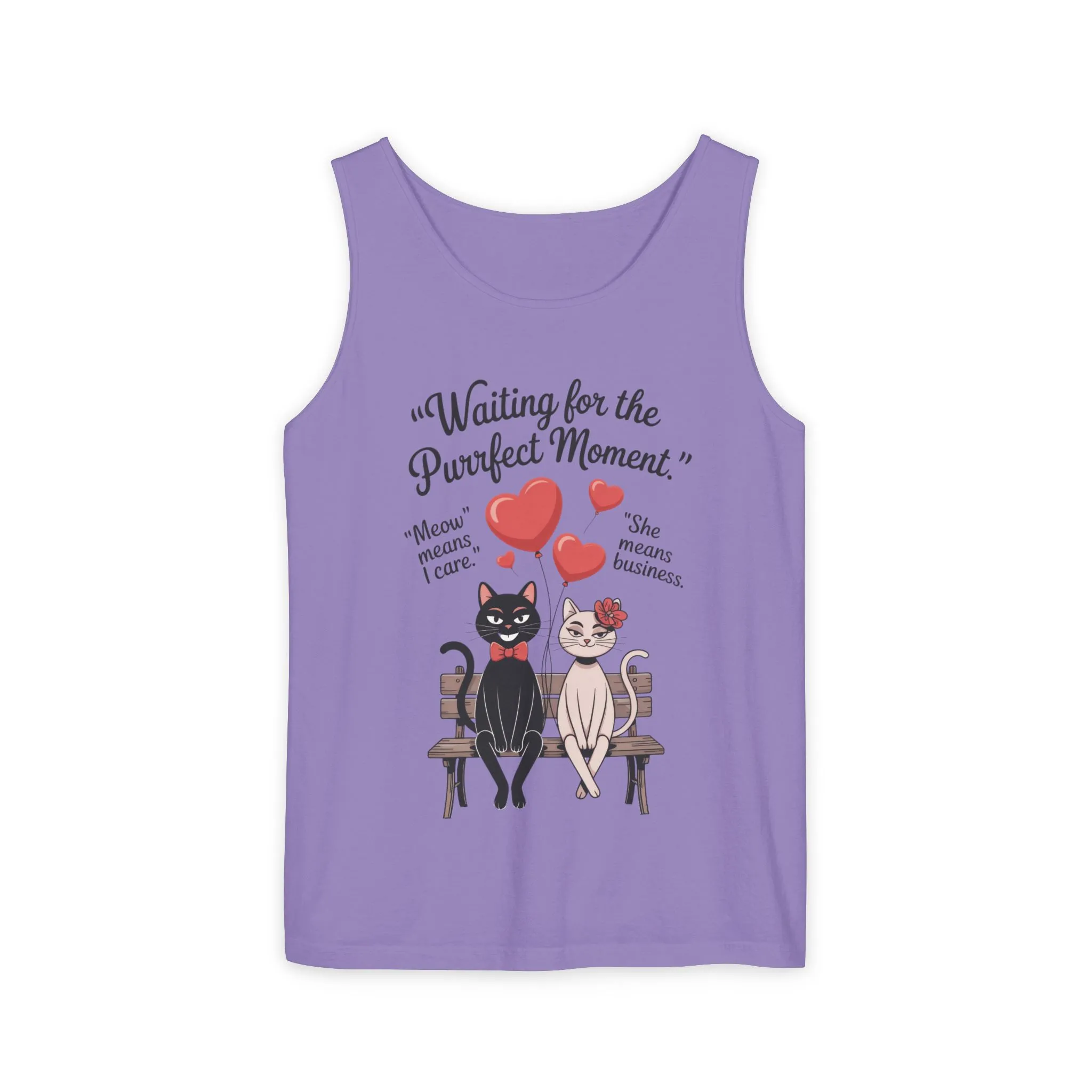 Cute Cat Lovers Tank, Womens Heavy Cotton Tank Top for Pet Owners, Funny Cat Tee, Gift for Cat Lovers, Casual T-Shirt, Animal Art Tee - Image 16
