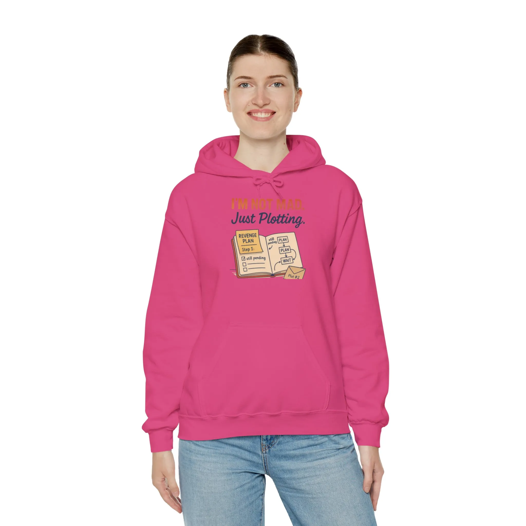 Sarcastic Womens Hoodie, Im Not Mad Just Plotting, Funny Passive Aggressive Sweatshirt Gift, Plotting Humor Hooded Womens Sweatshirt - Image 30