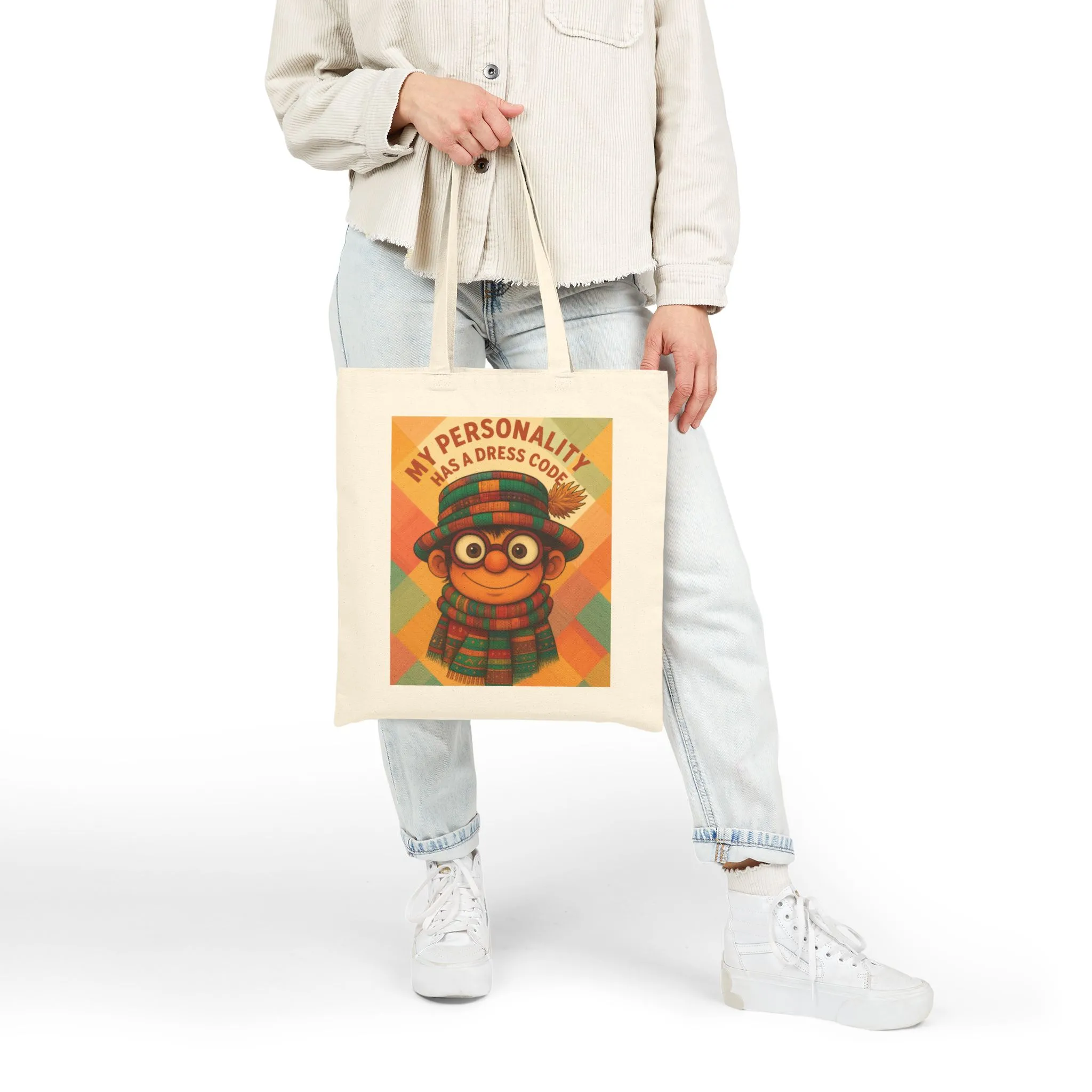 My Personality Has a Dress Code Tote Bag, Colorful Boho Character Cotton Canvas Bag, Funny Quote Gift, Quirky Fashion Illustration Shopper - Image 3