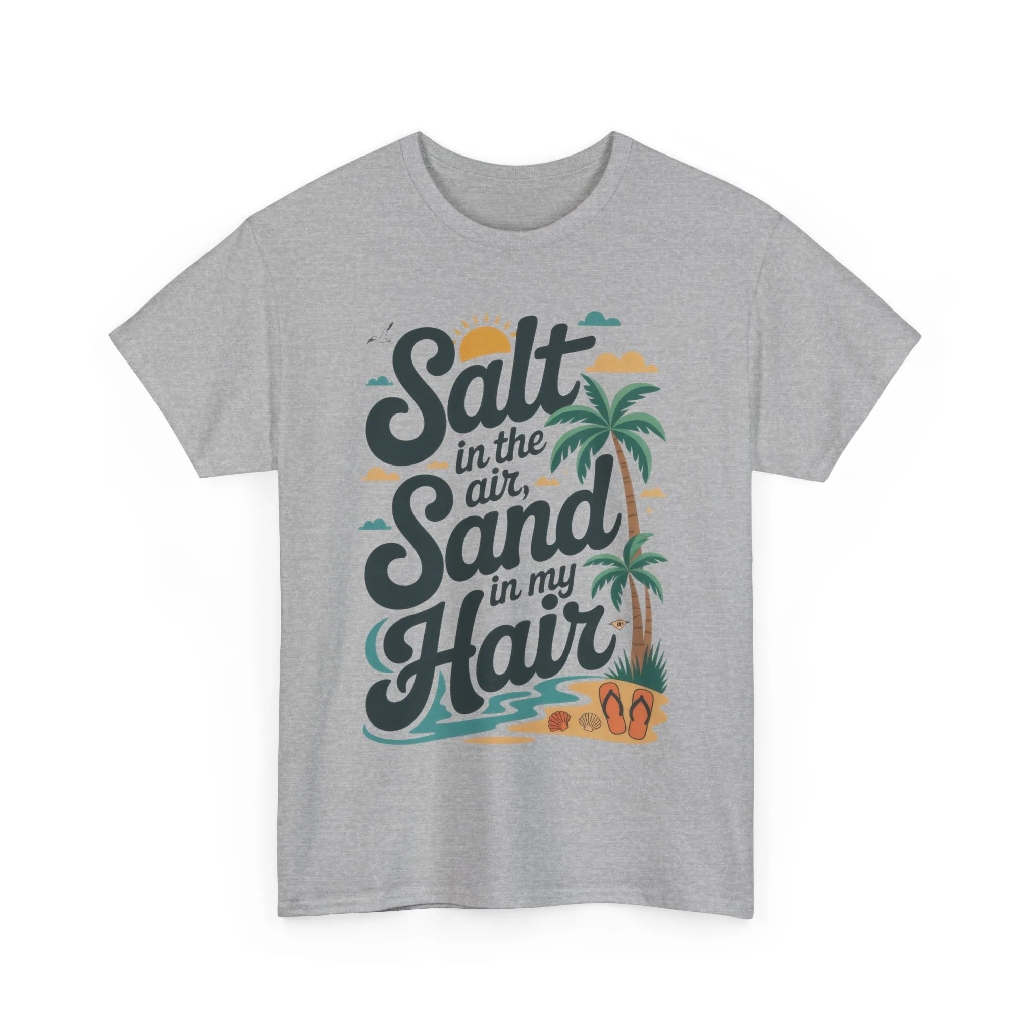 Salt in the Air Sand in My Hair Shirt, Beach Summer Vibes Graphic T-Shirt, Tropical Ocean Palm Design, Ocean-Themed Shirt, Gift Beach Lovers - Image 21