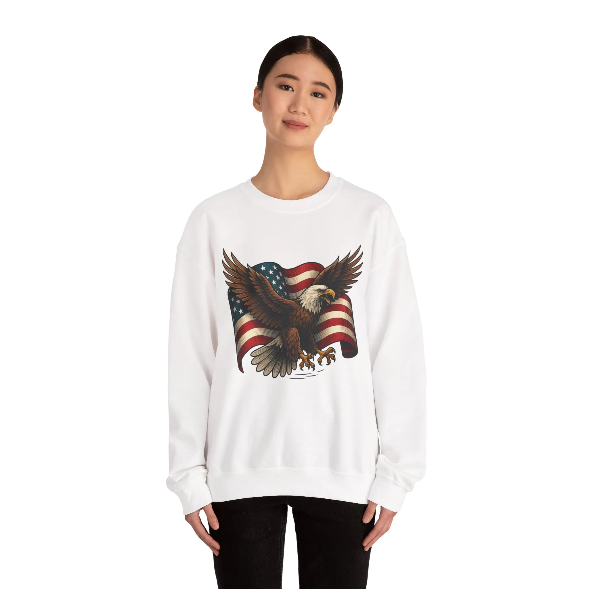 Patriotic Eagle Sweatshirt - Unisex Crewneck, USA Flag Apparel, Memorial Day, Veteran's Day, Independence Day, Gift for Patriots - Image 5