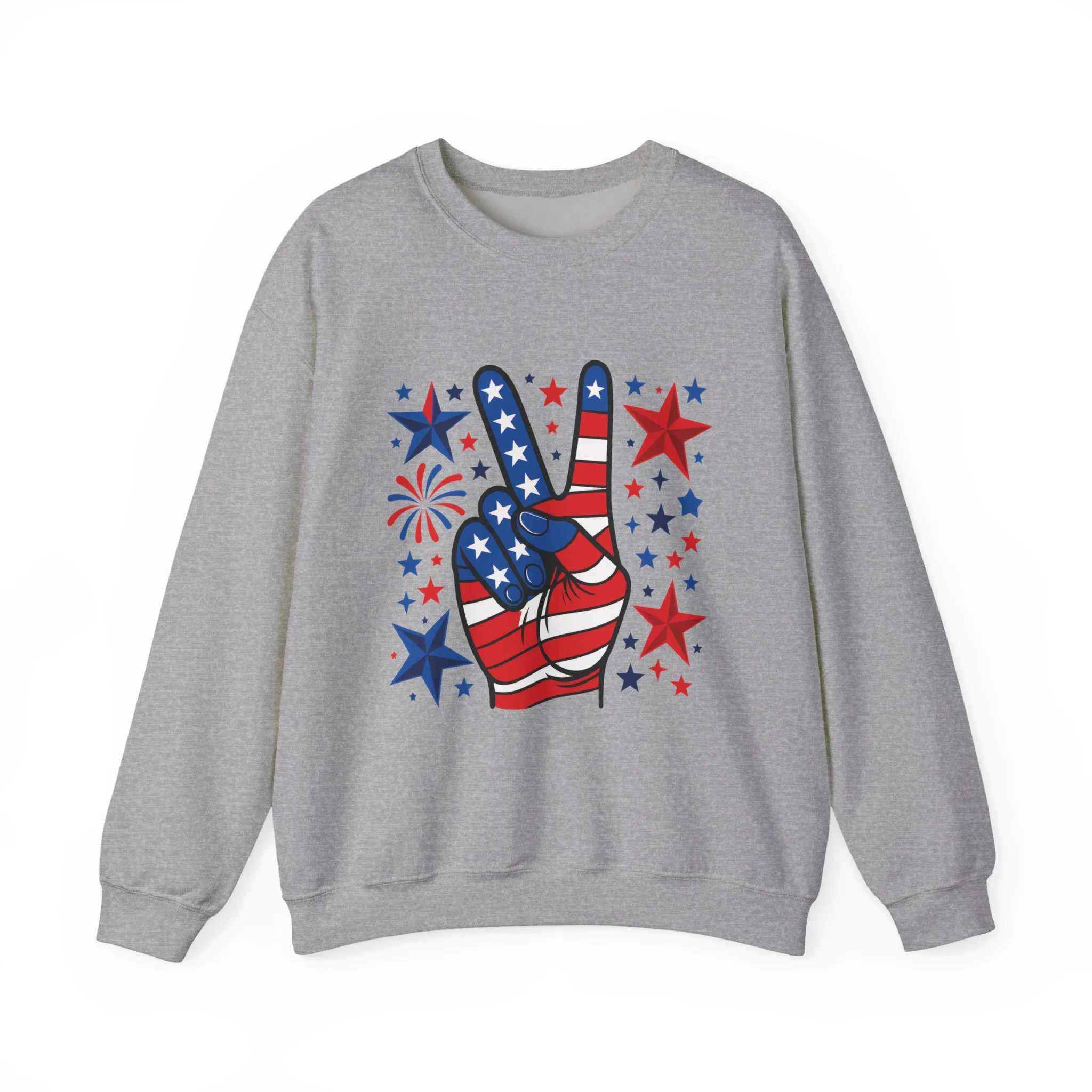 Patriotic Peace Crewneck Sweatshirt - Unisex Heavy Blend, 4th of July Clothing, Peace Sign Design, Casual Wear, Gift for Him/Her - Image 13