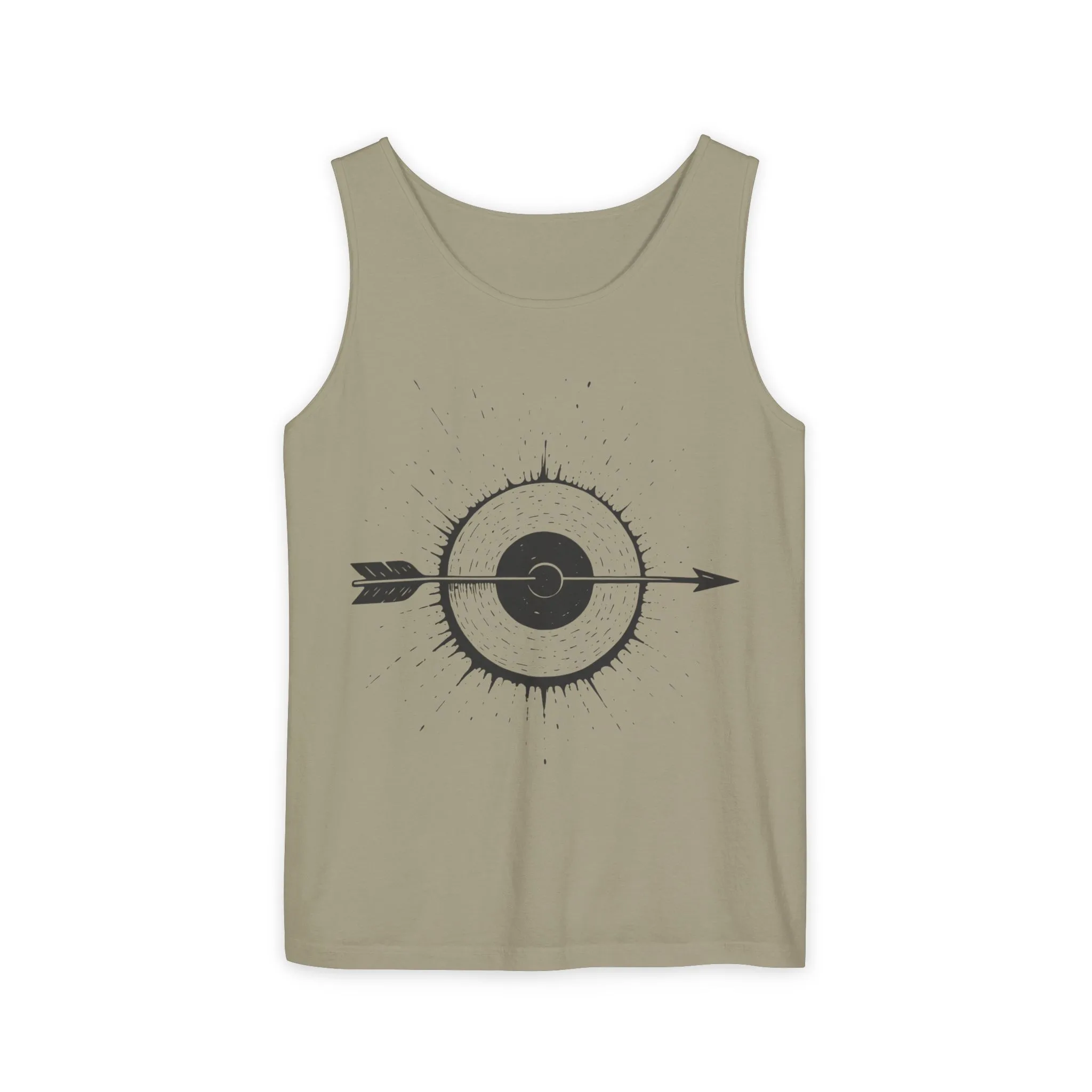 Mens Garment-Dyed Tank Top with Target Arrow Design, Casual Wear, Summer Essentials, Gym Wear, Gifts for Archery Lovers - Image 7