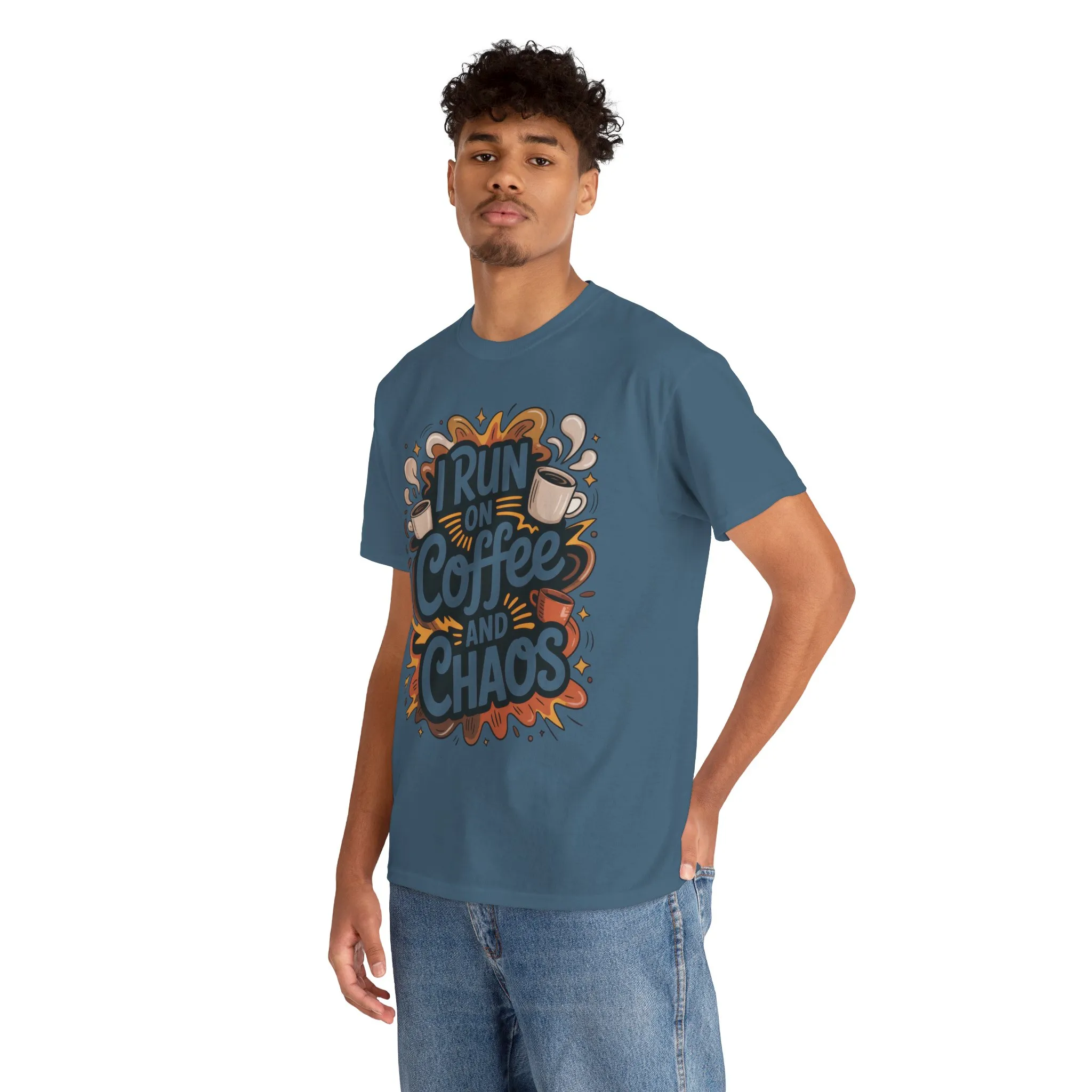 Funny Mens Coffee T-Shirt, I Run on Coffee and Chaos, Caffeinated Chaos Tee for Him, Perfect for Coffee Lovers, , Humor Tee - Image 24