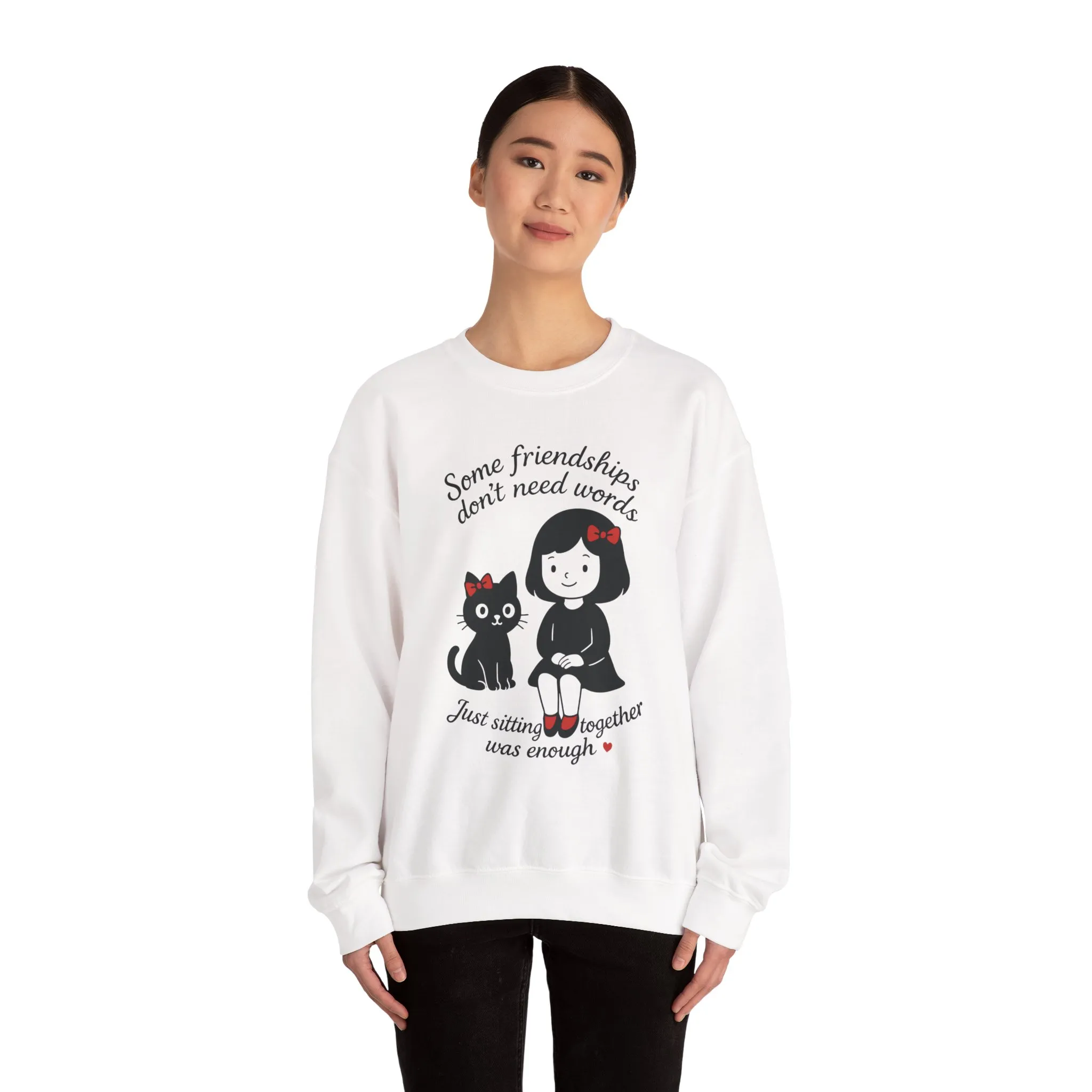Friendship Womens Sweatshirt - Cozy Womens Crewneck with Cute Cat Design, Perfect Gift for Cat Lovers, Friendship Day, Casual Wear - Image 5
