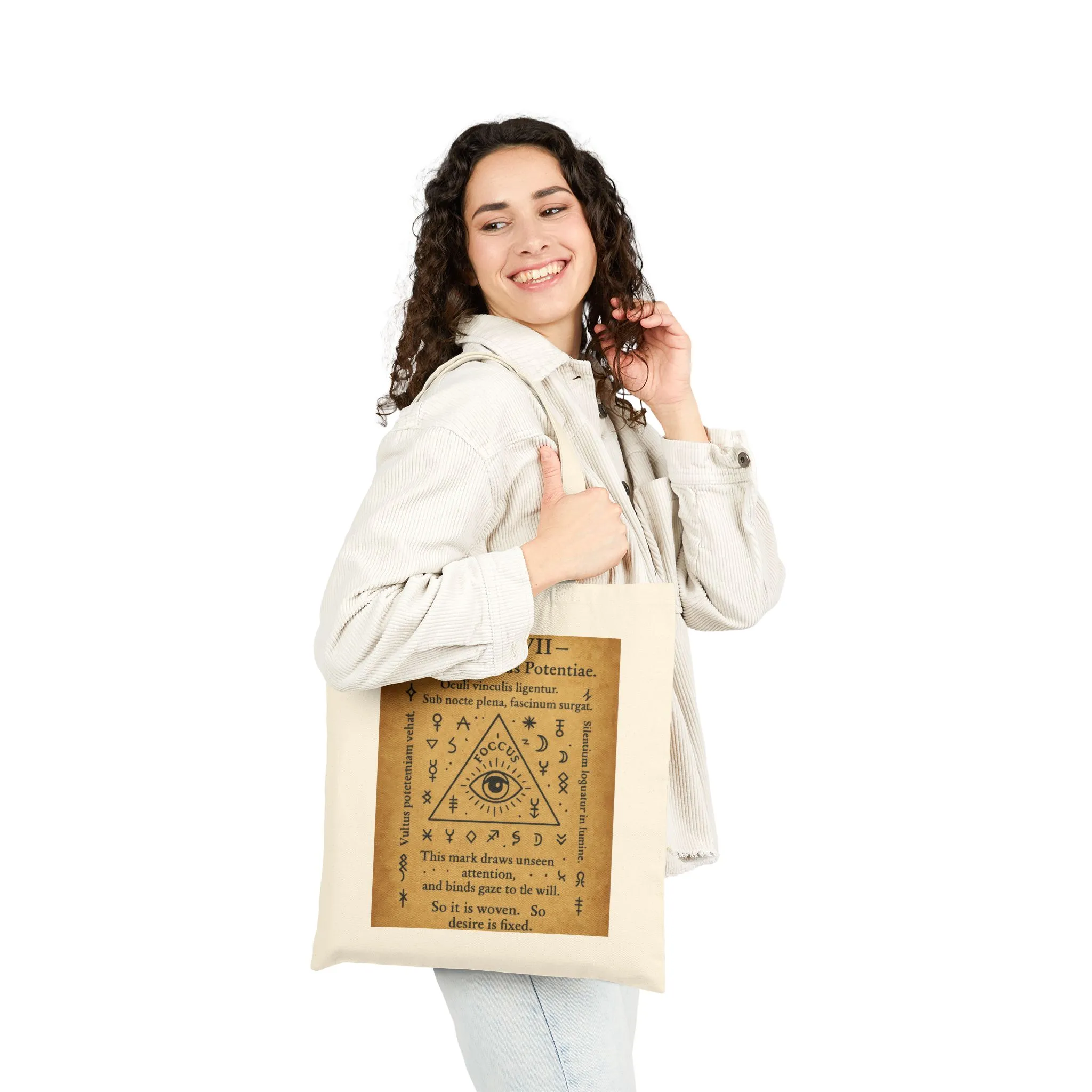 Sigil of Focus and Power Tote Bag, Mystic Eye in Triangle, Attention Drawing Symbol, Witchy Canvas Bag, Occult Gaze Charm - Image 2