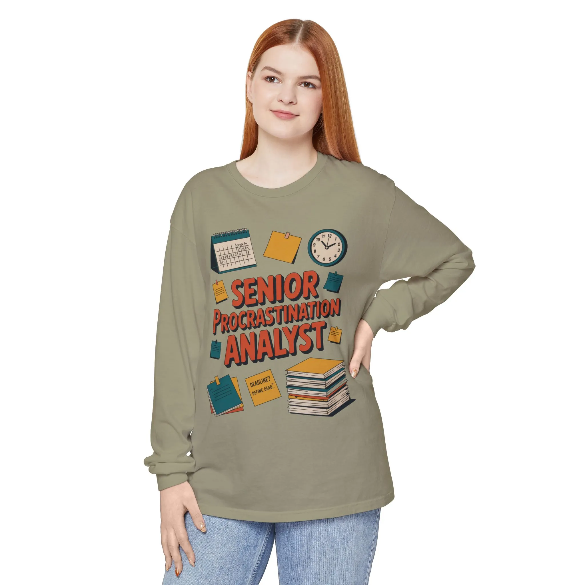 Senior Procrastination Analyst Long Sleeve Tee, Funny Work Shirt,Gift for Analysts, Office Humor, Meme Long Sleeve, Motivation Humor Apparel - Image 9