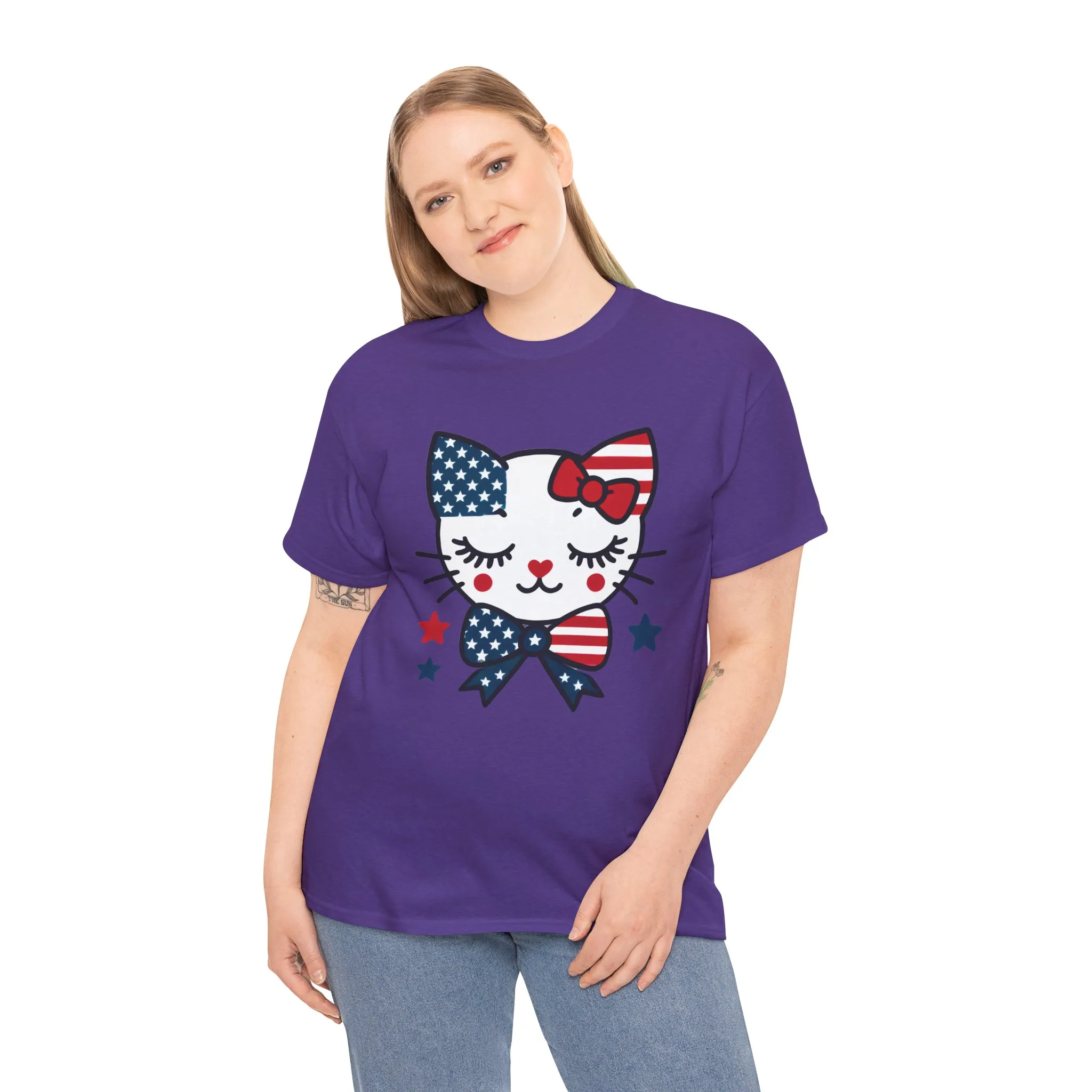 Patriotic Cat Womens Tee, Cute Cat Shirt, Womens T-Shirt, July 4th Outfit, Independence Day Gift, Animal Lover Apparel - Image 23