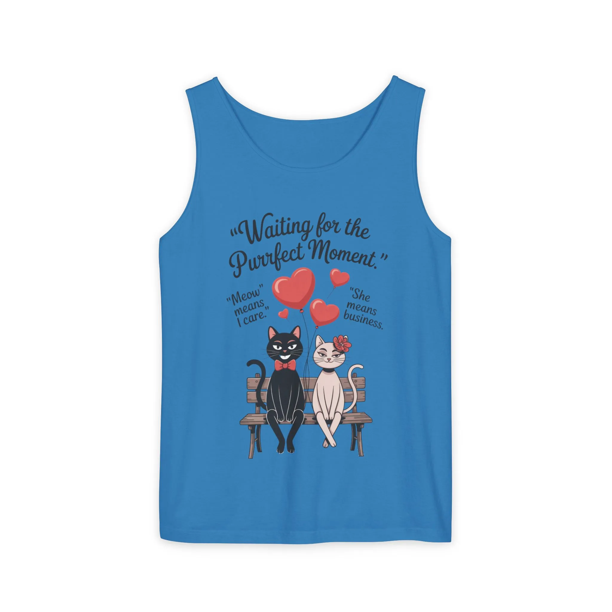 Cute Cat Lovers Tank, Womens Heavy Cotton Tank Top for Pet Owners, Funny Cat Tee, Gift for Cat Lovers, Casual T-Shirt, Animal Art Tee - Image 13