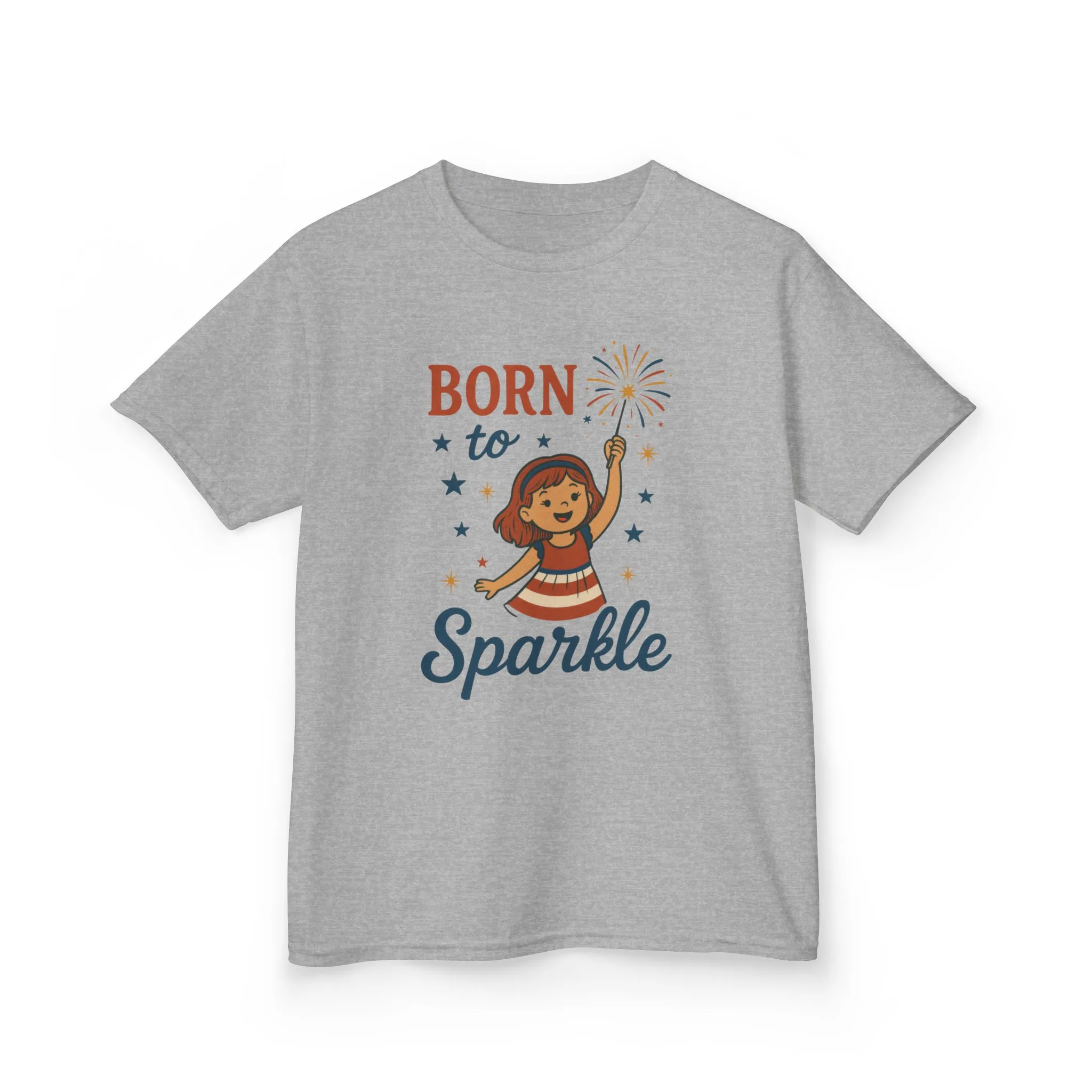 4th of July Shirt for Girls, Born to Sparkle Tee For Kids, Patriotic Fireworks Youth T-Shirt, Independence Day Outfit for Tween Girls - Image 7
