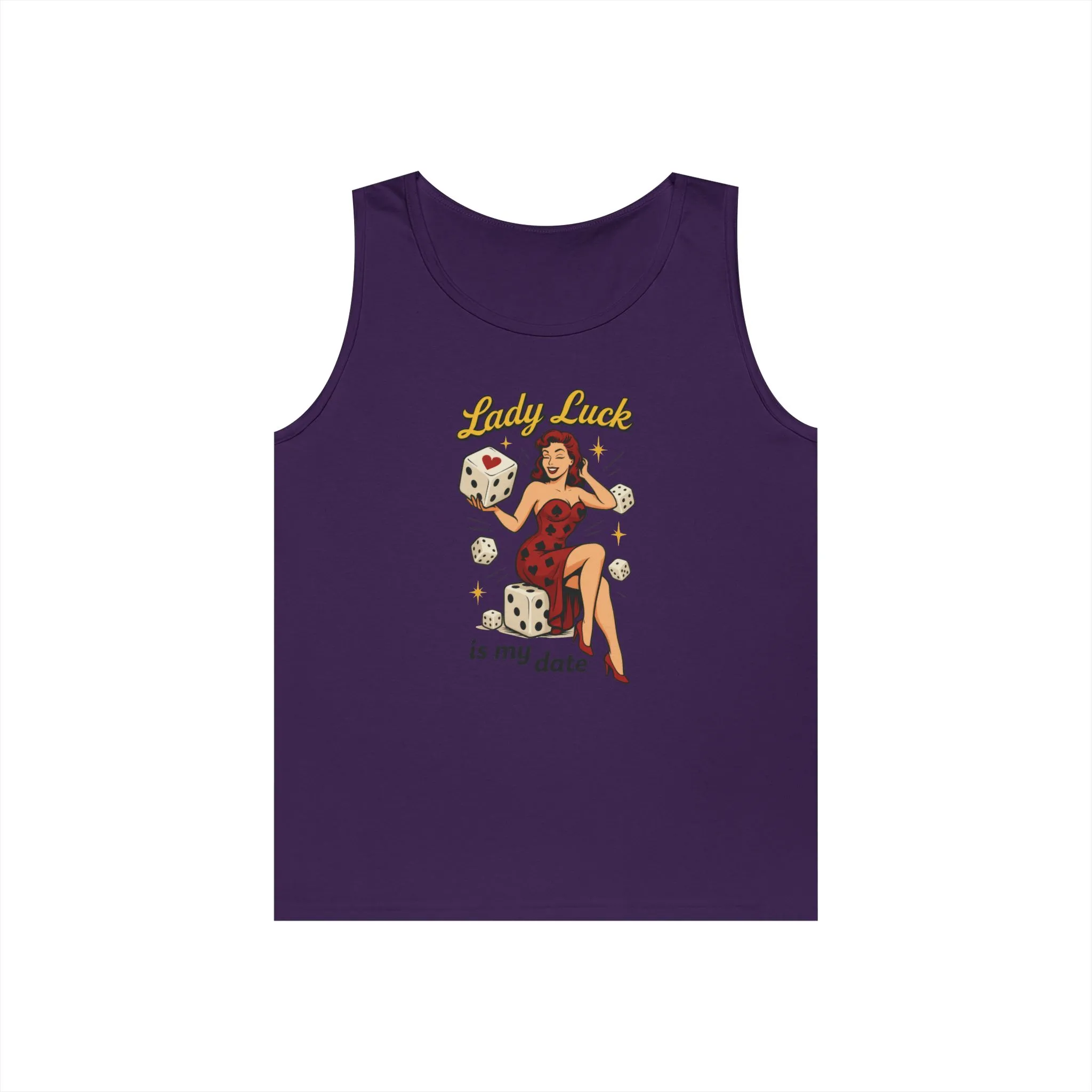 Lucky Me Tank Top, Retro Lady Luck Tee for Men, Gambling & Dice Themed Tee, Vintage Pin-Up Vegas Gift, Good Luck Gifts, for Luck Enthusiasts - Image 13