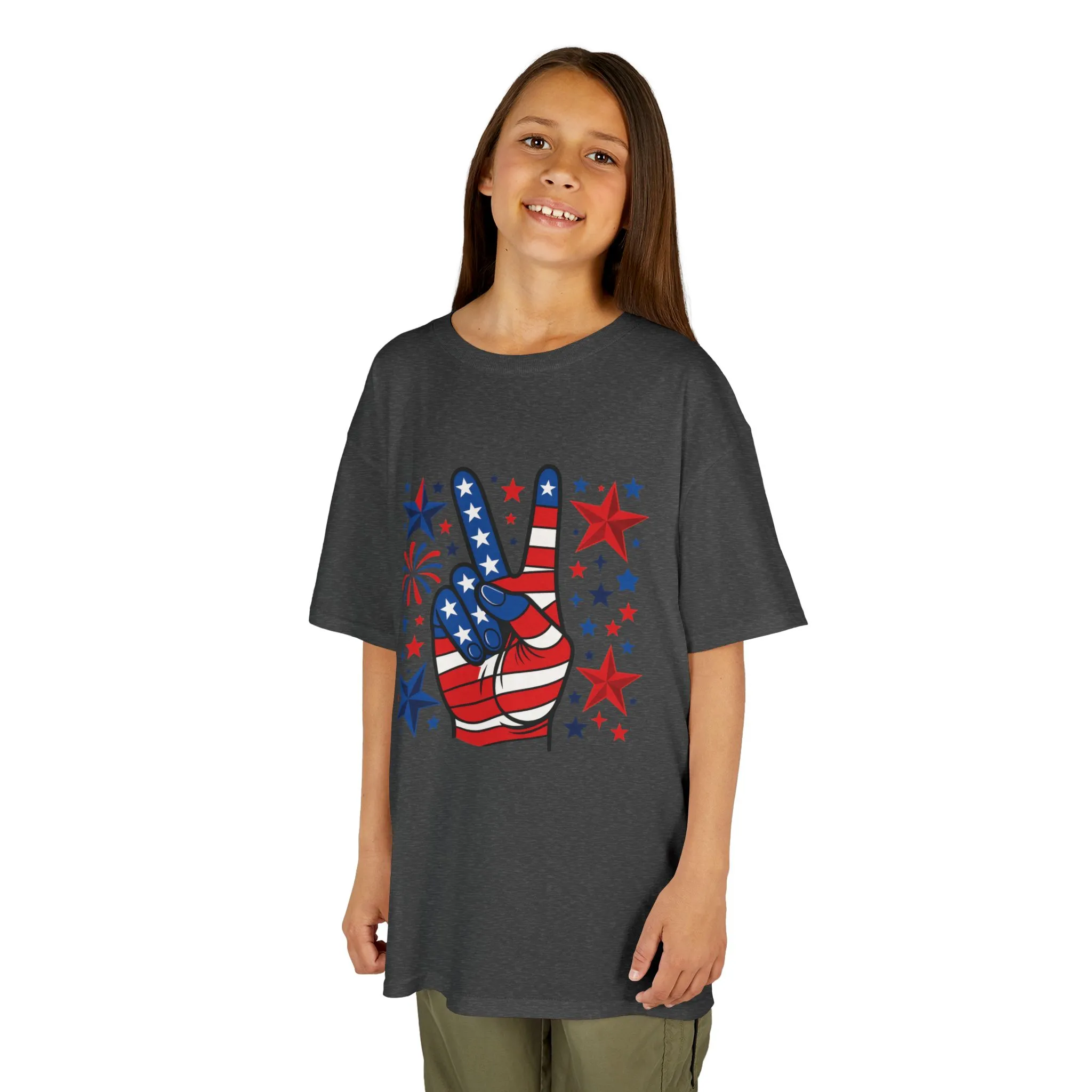 Kids Peace Sign Tee, Patriotic Children's T-Shirt, Americana Style Tee, July 4th Outfit, Independence Day Gift, Star-Spangled Shirt - Image 12