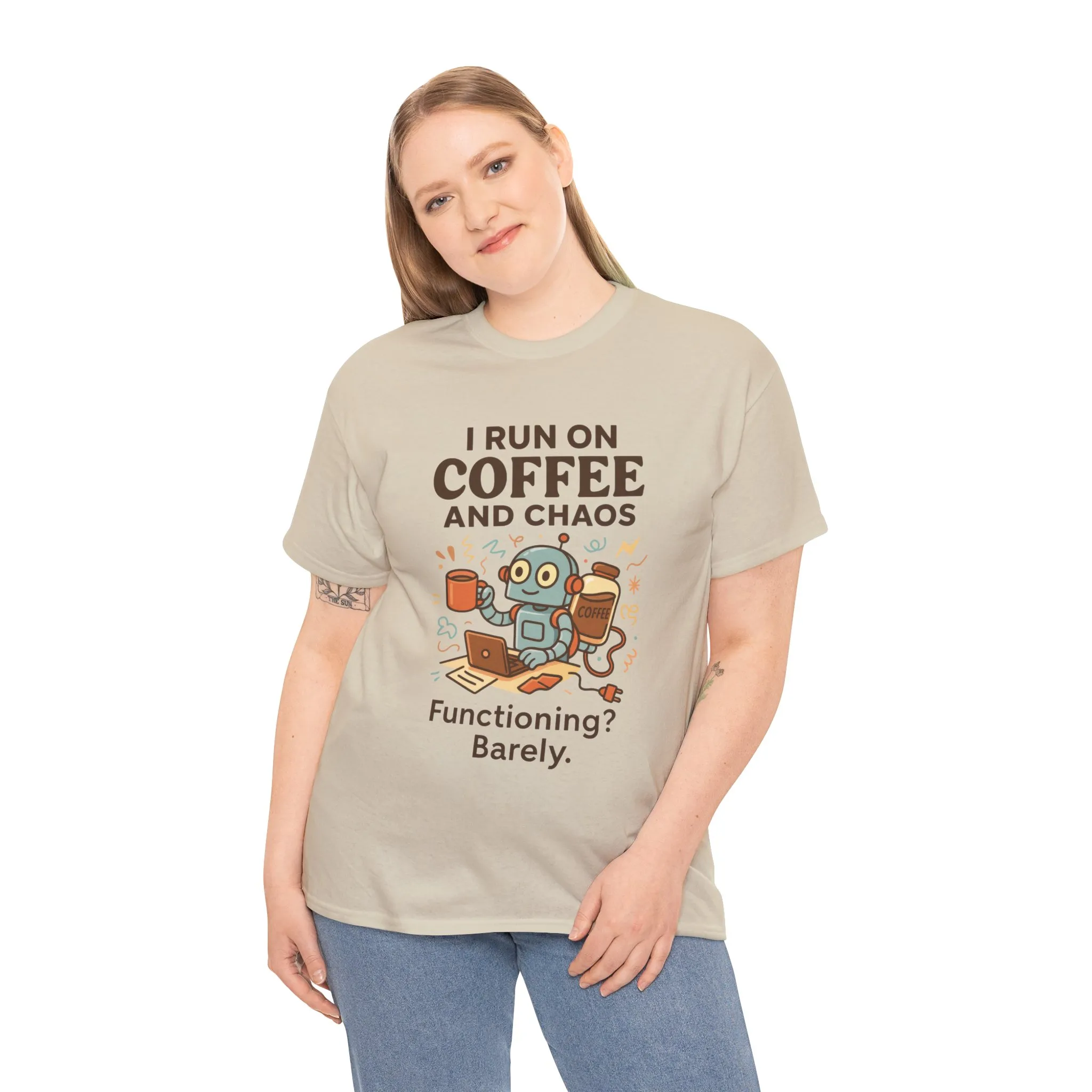I Run on Coffee and Chaos Unisex Heavy Cotton Tee, Funny Coffee Lover Shirt, Gift for Him/Her, Work from Home Humor Tee, Relaxed Fit [...] - Image 12