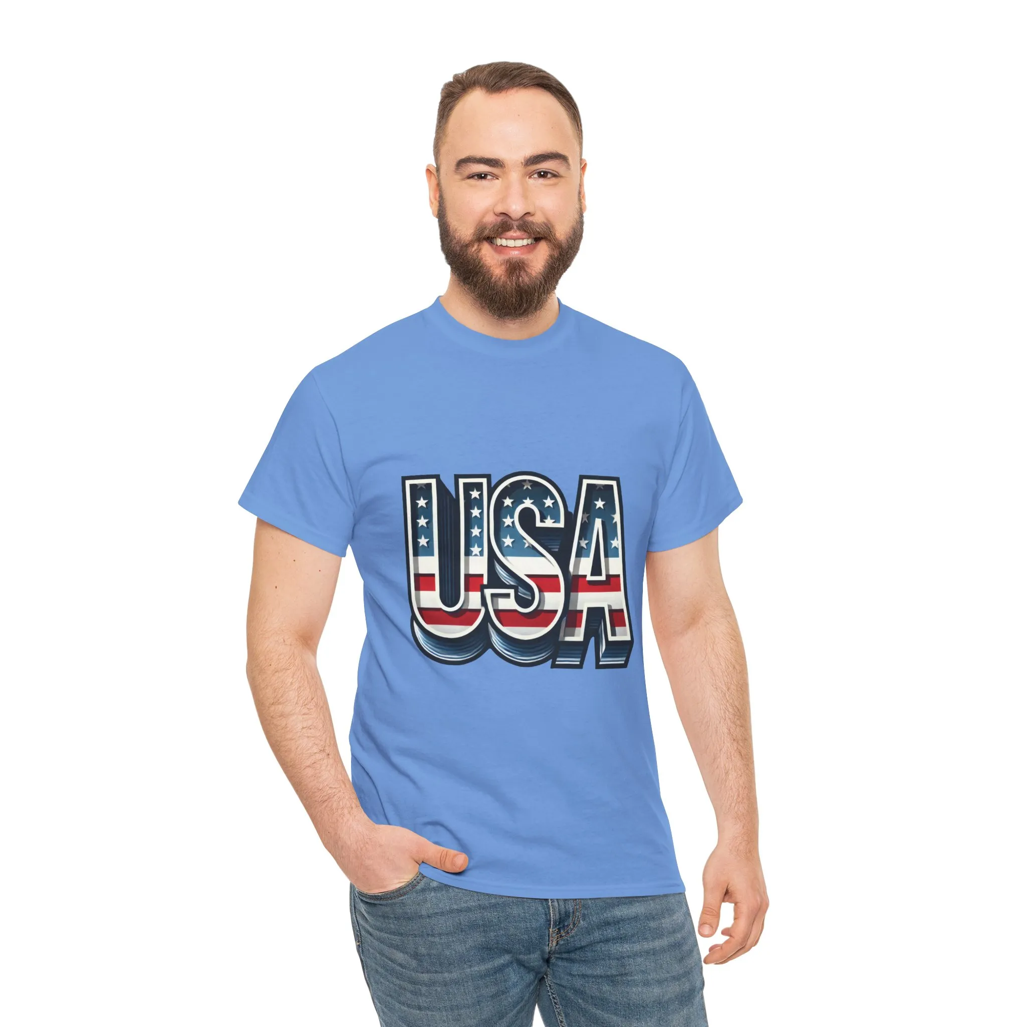USA Patriotic Unisex Heavy Cotton Tee, American Pride Shirt, July 4th T-Shirt, Independence Day Apparel, Casual Summer Top - Image 3