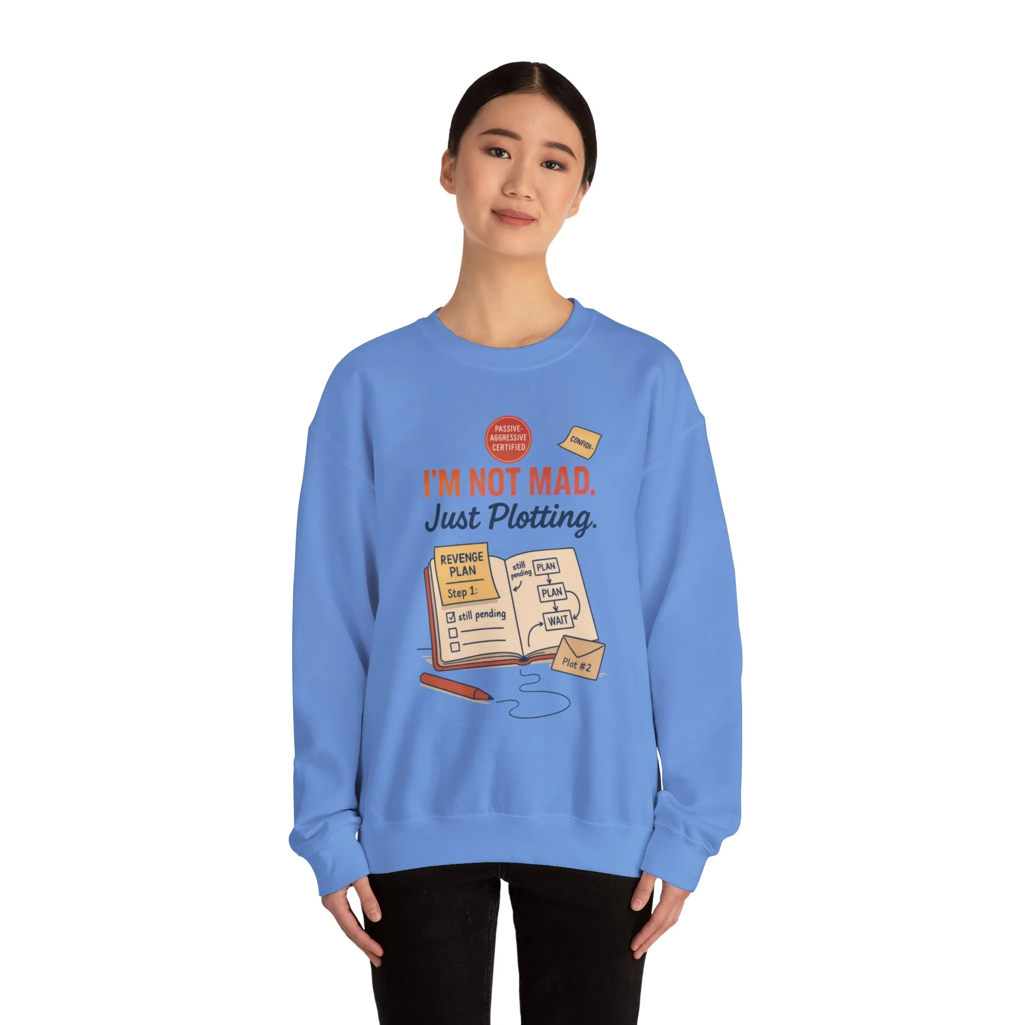 Funny Women's Revenge Sweatshirt, I'm Not Mad Just Plotting, Passive Aggressive Sarcastic Crewneck for Her, Funny Plotting Sweatshirt - Image 20