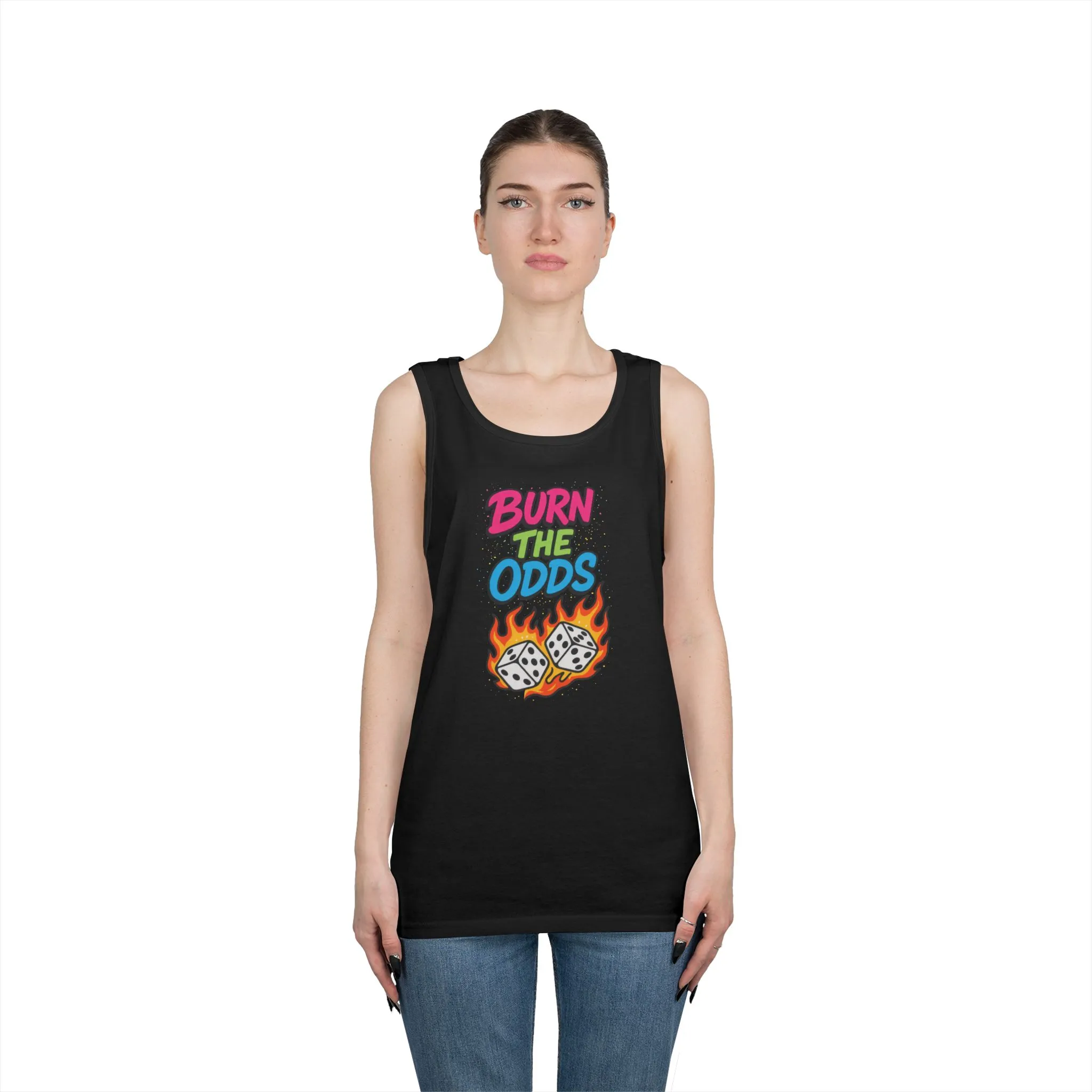 Burn the Odds Tank Top, Casual Summer Wear, Gaming Gift, Dice Design Tee, Gift for Gamers, Funny Tank, Perfect for Parties - Image 5