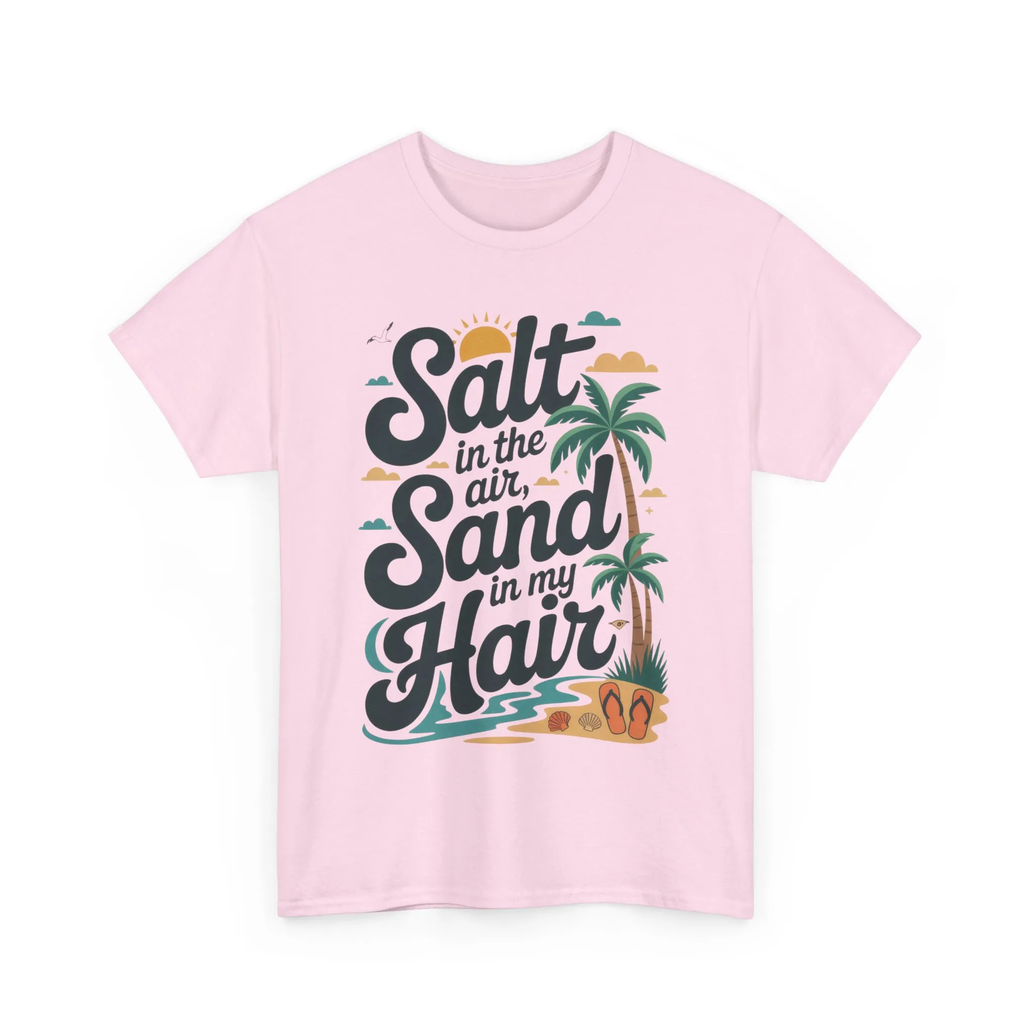Salt in the Air Sand in My Hair Shirt, Beach Summer Vibes Graphic T-Shirt, Tropical Ocean Palm Design, Ocean-Themed Shirt, Gift Beach Lovers - Image 35