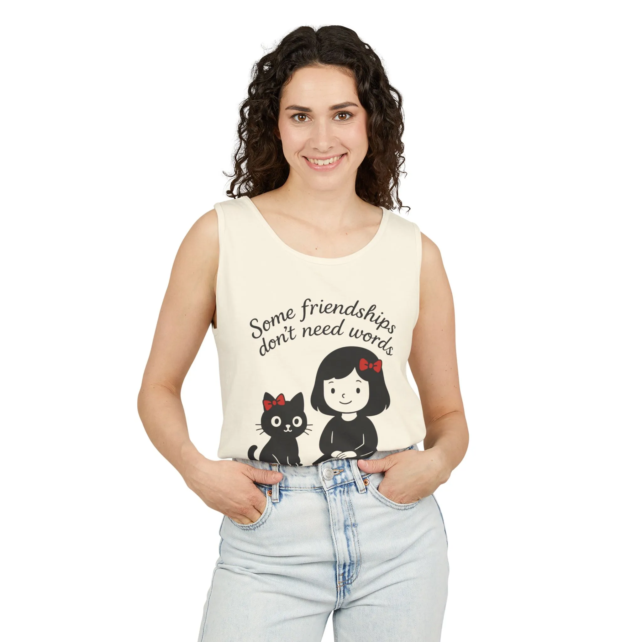 Friendship Tank Top, Cute Cat Lovers Gift, Womens Summer Apparel, Perfect for Casual Outings, Friendship Day, Cat Mom Tees - Image 8