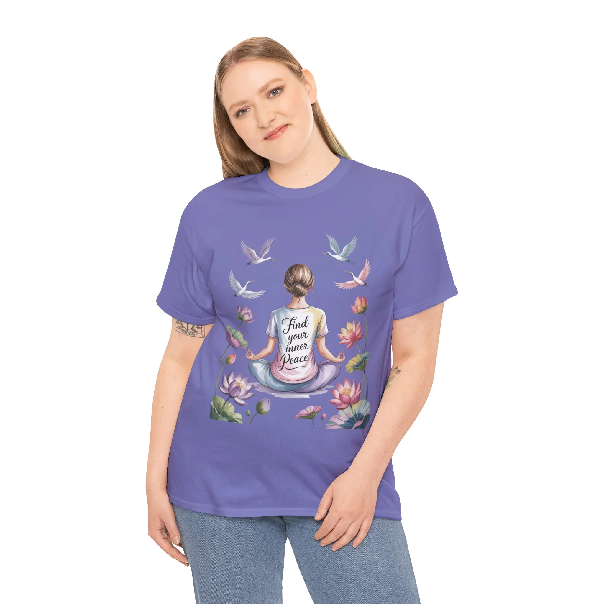 Find Your Inner Peace Womens Heavy Cotton Tee, Motivational Shirt, Meditation Apparel, Relaxation Gift, Casual Wear, Mindfulness Tee - Image 24