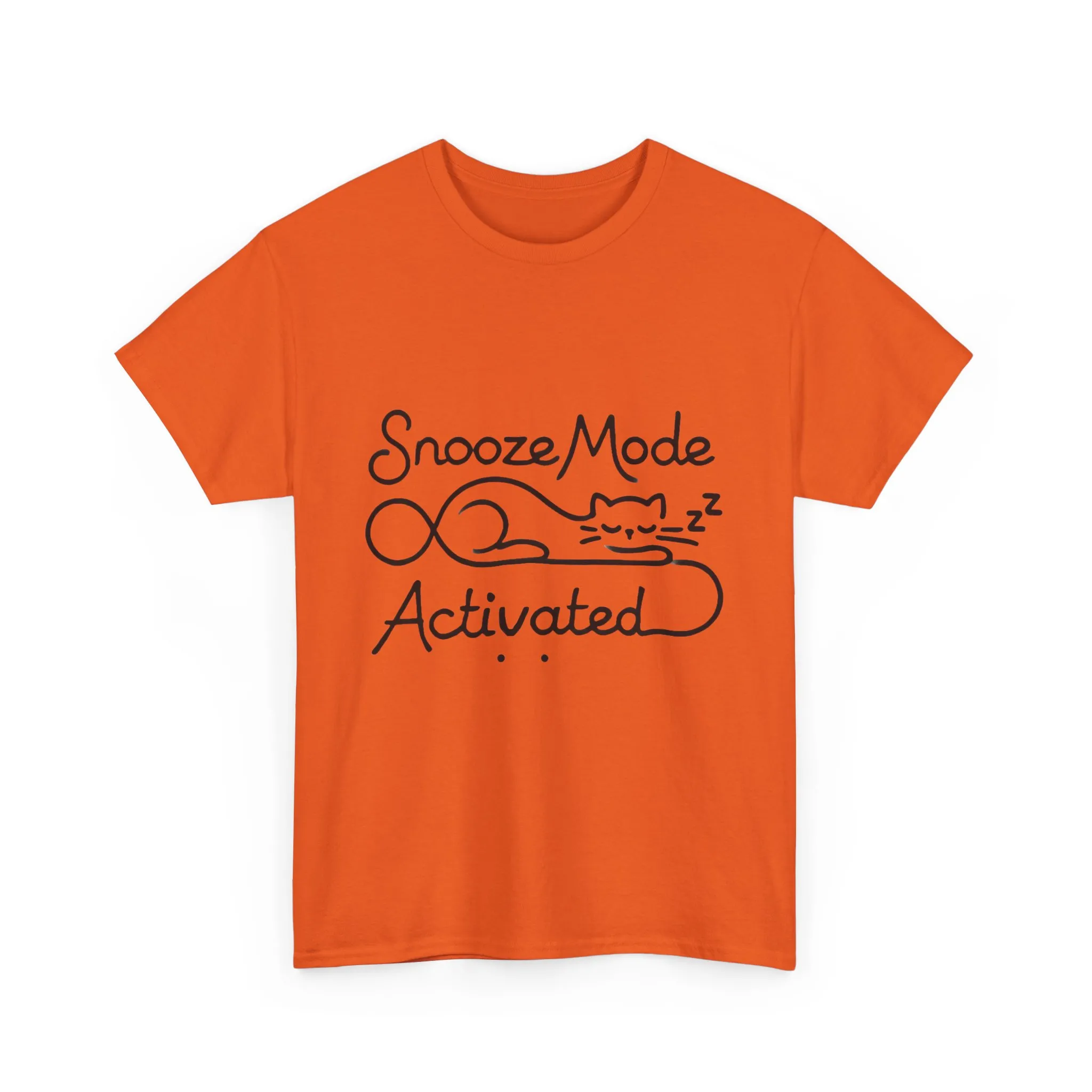 Cotton T-Shirt for Cat Lovers, Funny Sleeping Cat Tee, Lazy Mood Graphic, Women's Heavy Cotton T-Shirt Gift for Cat Lovers - Image 2