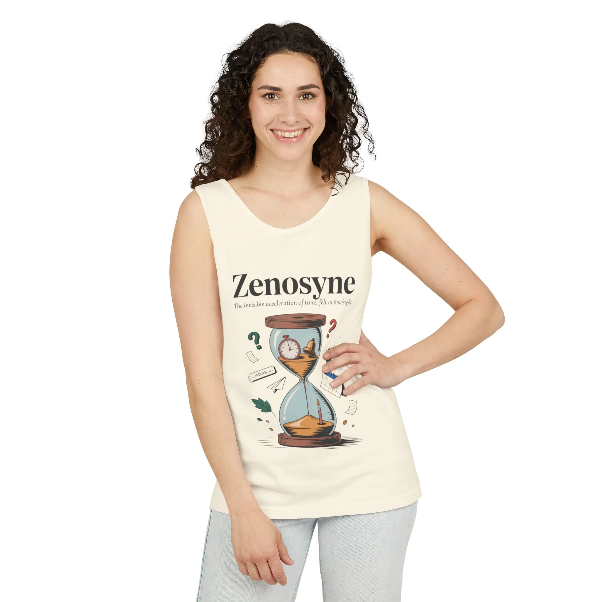 Zenosyne Tank Top, Unisex Garment-Dyed Tee, Time Awareness Gift, Casual Summer Wear, Philosophy Shirt, Unique Everyday Apparel - Image 6
