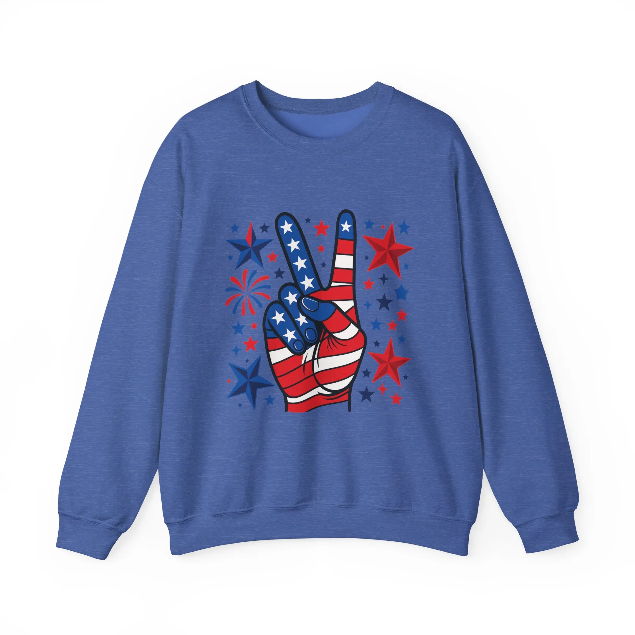 Patriotic Peace Crewneck Sweatshirt - Unisex Heavy Blend, 4th of July Clothing, Peace Sign Design, Casual Wear, Gift for Him/Her - Image 32