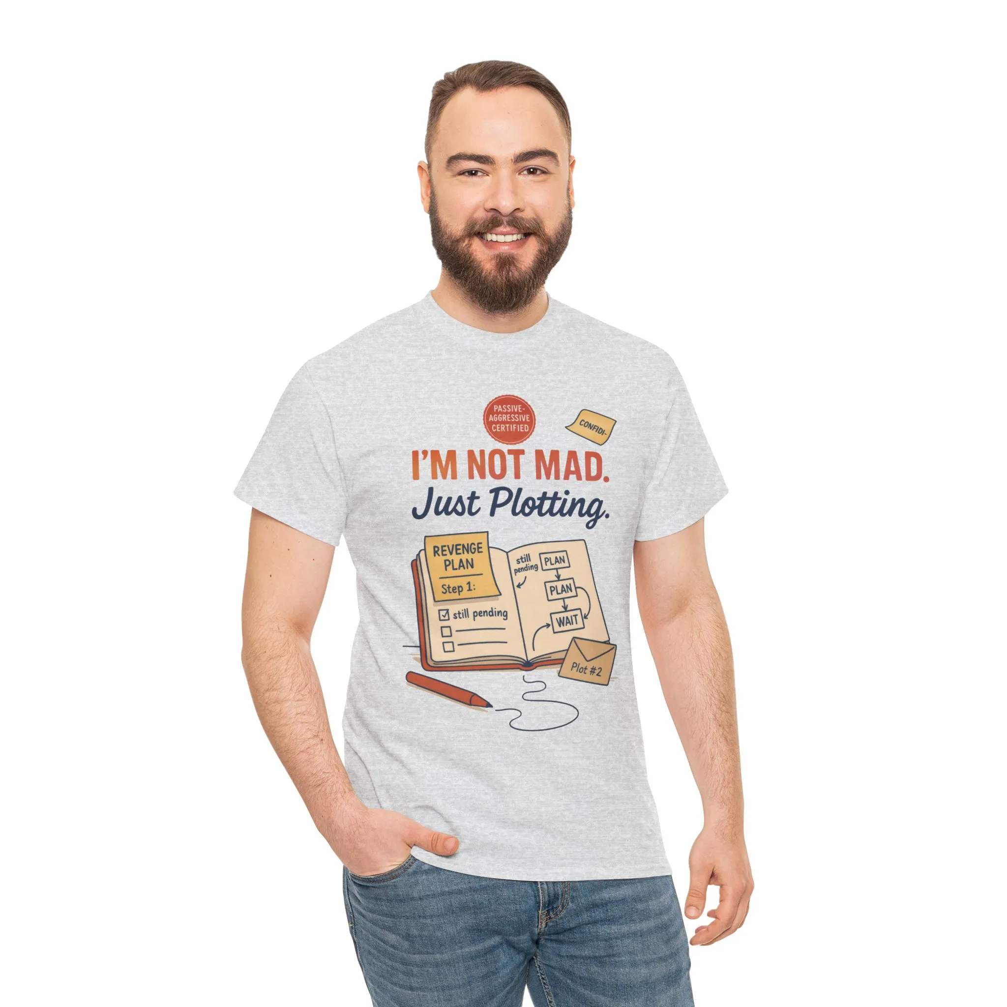 Funny Revenge Plan T-Shirt for Men, I'm Not Mad Just Plotting, Passive Aggressive Humor Tee, Humor Shirt, Funny Graphic Tee - Image 5