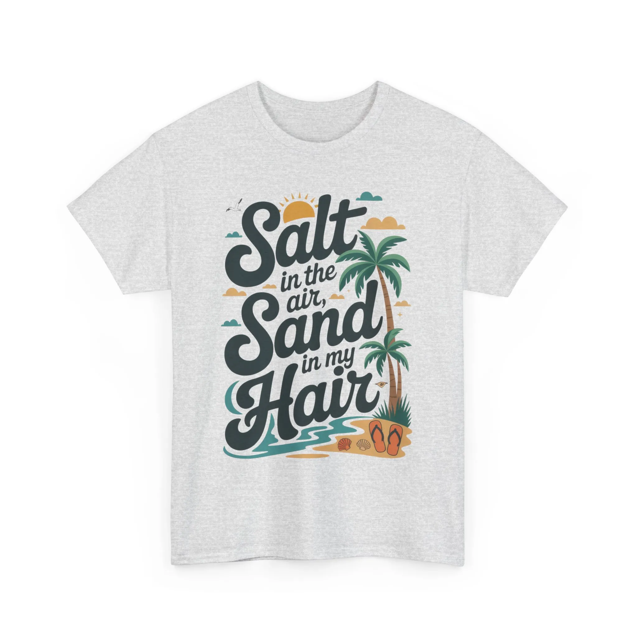 Salt in the Air Sand in My Hair Shirt, Beach Summer Vibes Graphic T-Shirt, Tropical Ocean Palm Design, Ocean-Themed Shirt, Gift Beach Lovers - Image 11