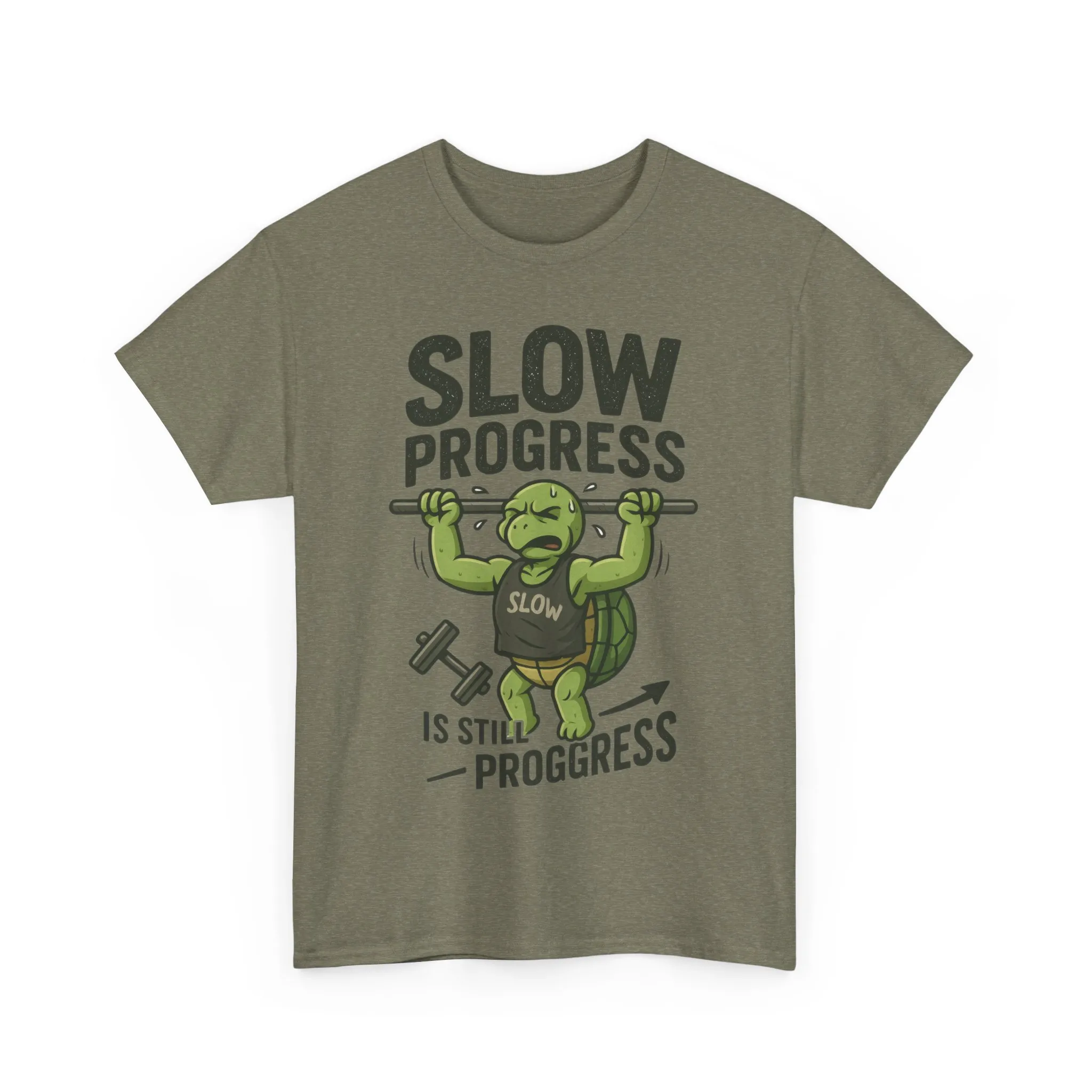 Slow Progress Gym Shirt, Funny Turtle Workout Tee for Men, Motivational Fitness Gift, Humor T-Shirt, Unisex Activewear, Workout Gift - Image 2