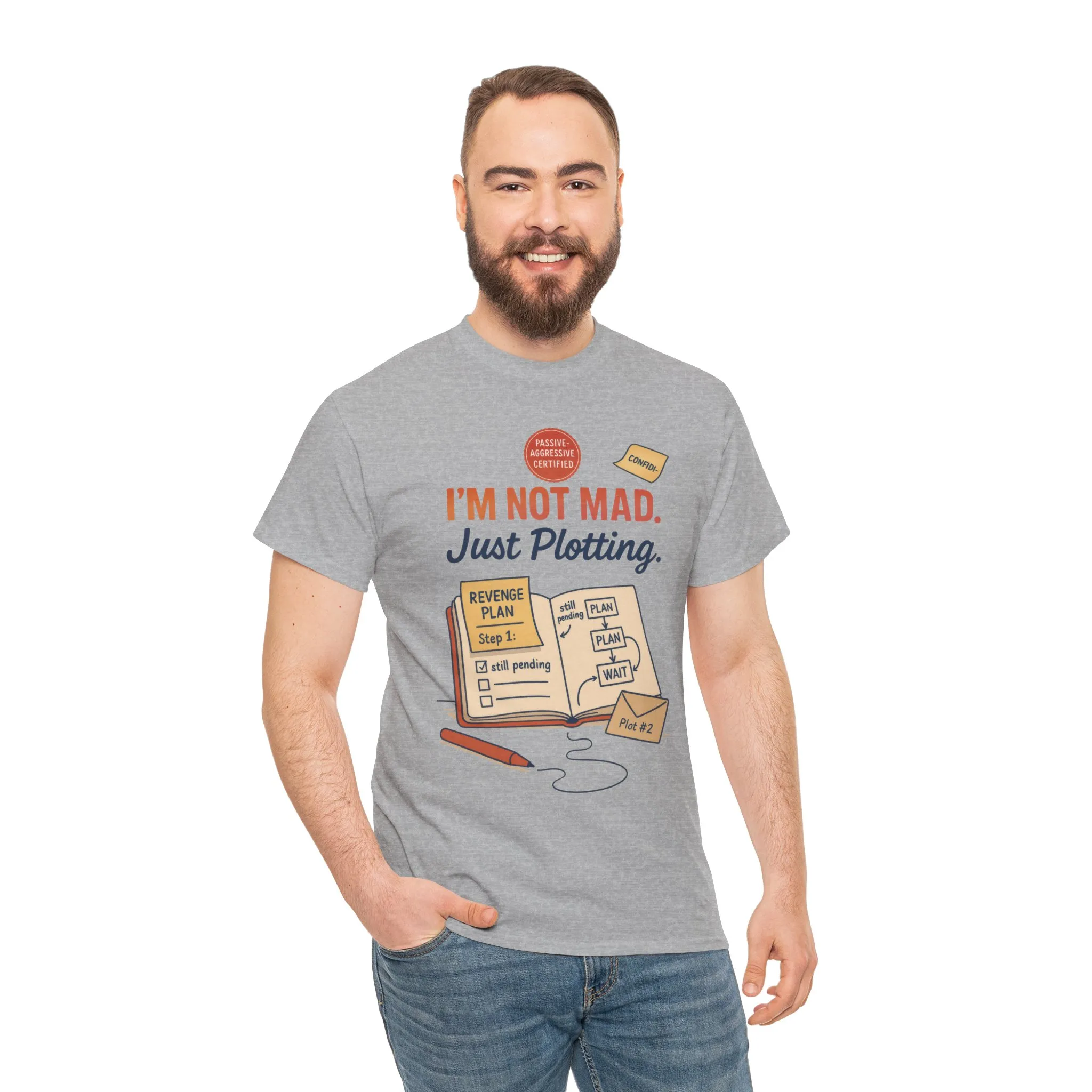 Funny Revenge Plan T-Shirt for Men, I'm Not Mad Just Plotting, Passive Aggressive Humor Tee, Humor Shirt, Funny Graphic Tee - Image 8