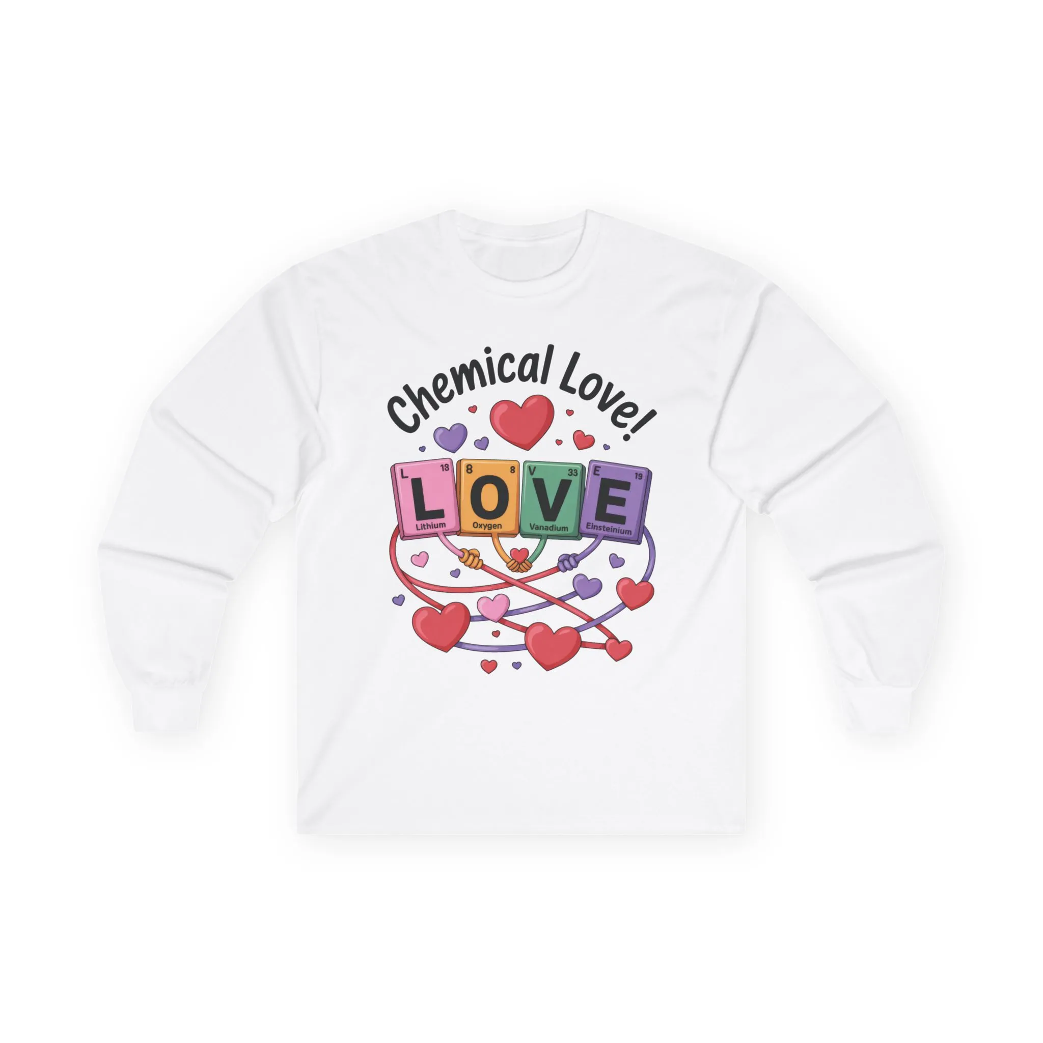 Chemical Love Womens Long Sleeve Tee, Valentines Day Gift, Cute Chemistry Shirt, Science Lover Apparel, Relationship Humor