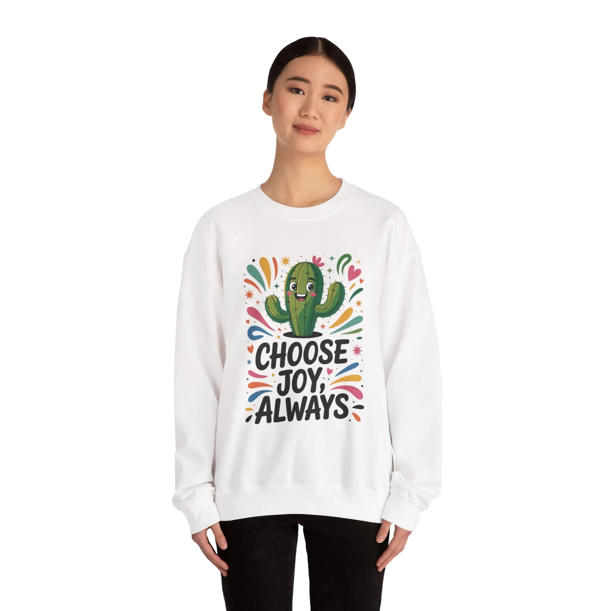 Joyful Cactus Sweatshirt: Choose Joy Always, Cozy Gift for Friends, Womens Casual Wear, Perfect for Celebrations and Everyday Comfort - Image 5