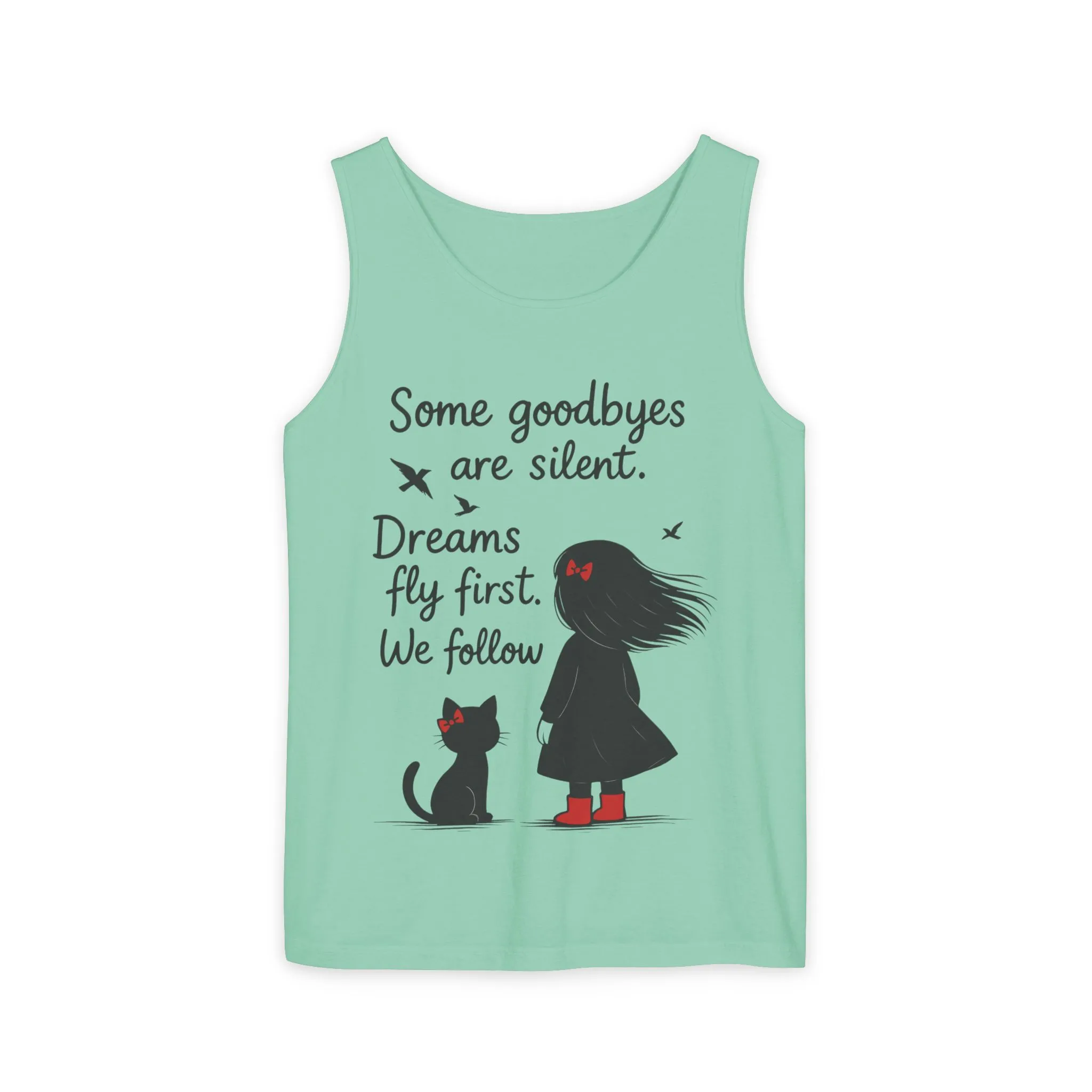 Minimalist Tank Top, Womens Tank, Girl & Cat Art Print, Emotional Lightweight Summer Shirt, Inspirational Apparel, Cat Lover Gift - Image 37