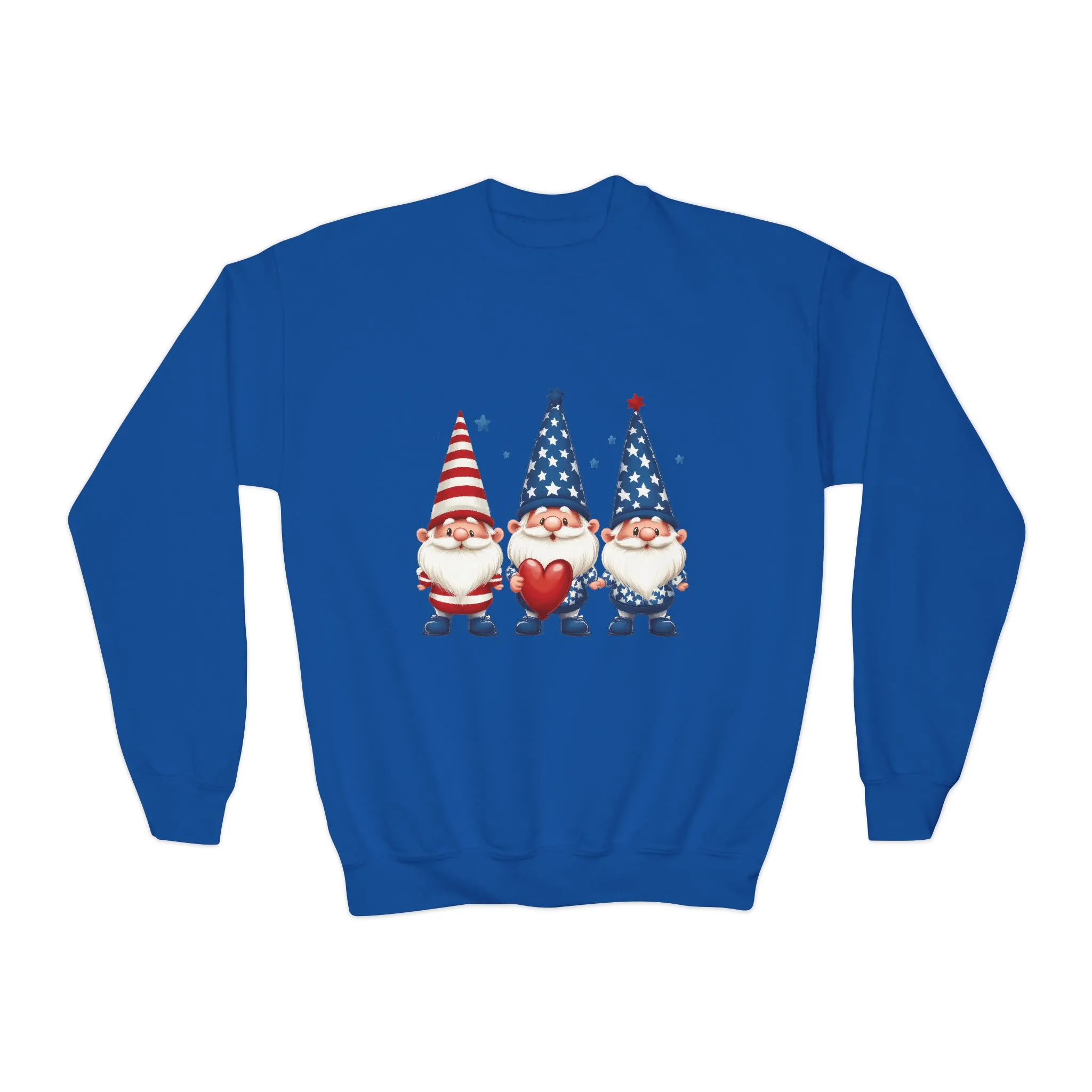 Patriotic Gnome Youth Crewneck Sweatshirt, 4th of July Sweatshirt, Cute Gnome Pullover, Summer Camp Outfit, Kids Holiday Apparel - Image 7
