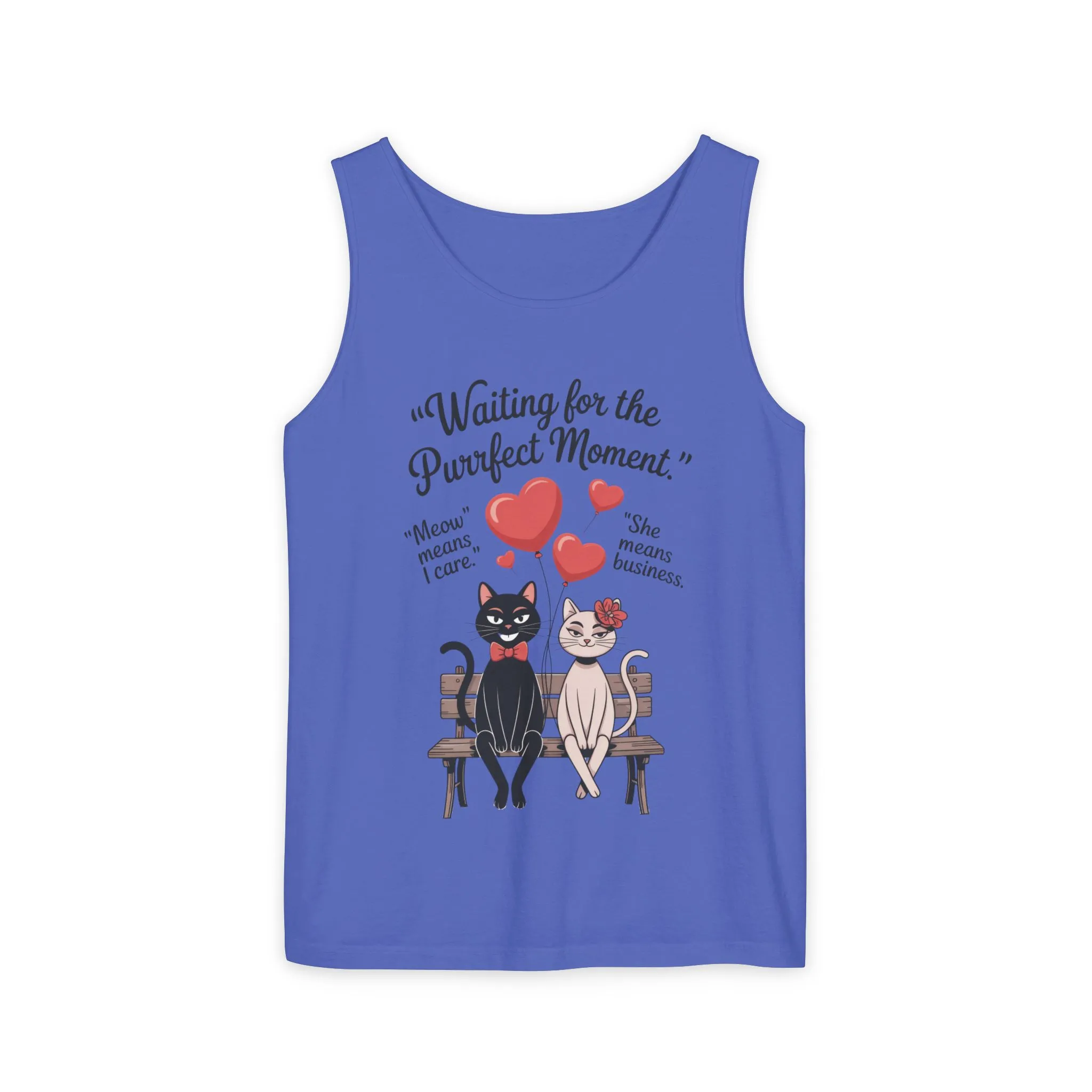 Cute Cat Lovers Tank, Womens Heavy Cotton Tank Top for Pet Owners, Funny Cat Tee, Gift for Cat Lovers, Casual T-Shirt, Animal Art Tee - Image 43