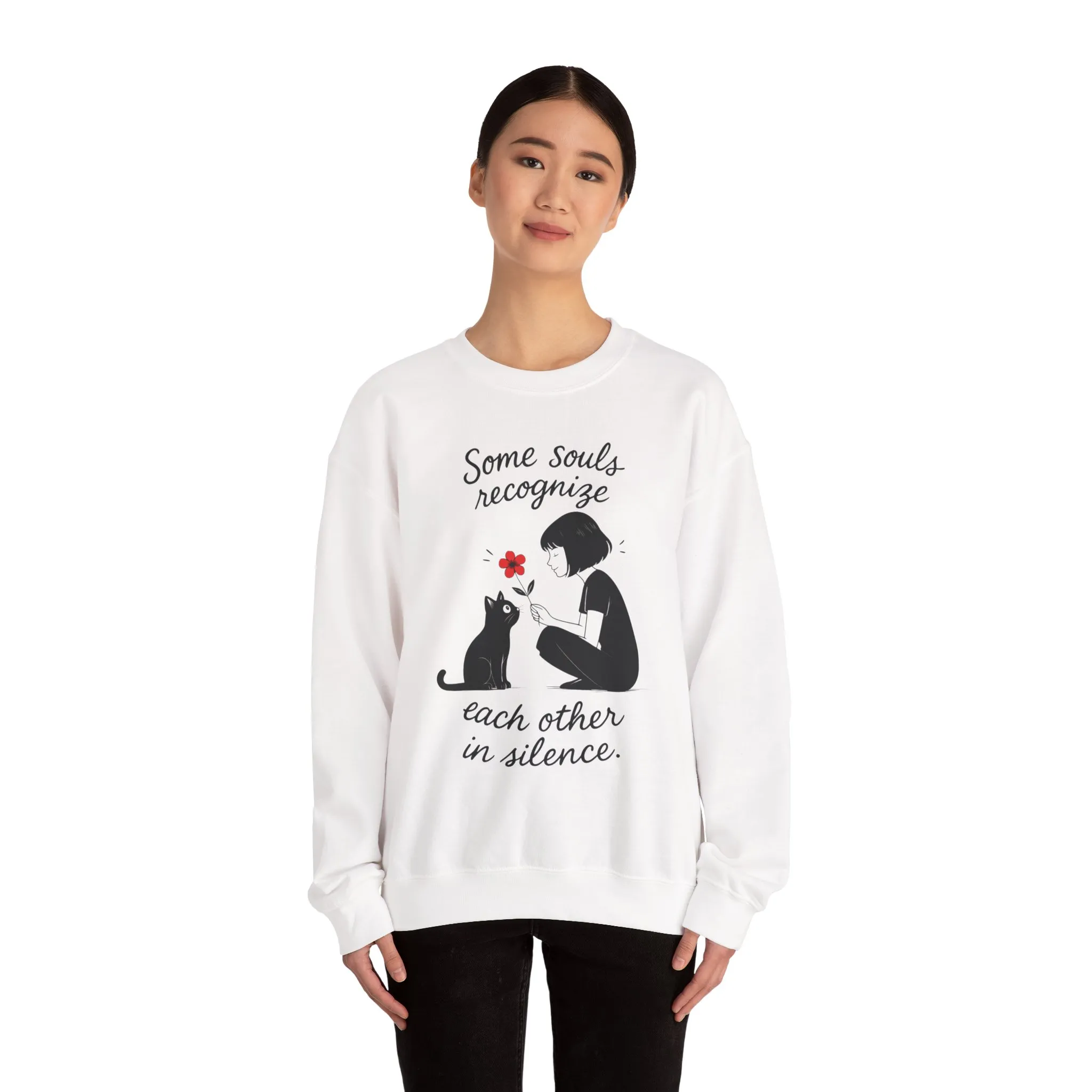 Soulful Cat and Human Crewneck Sweatshirt, Cozy Gift for Cat Lovers, Womens Sweatshirt, Animal Lover Apparel, Thoughtful Gift Idea - Image 5