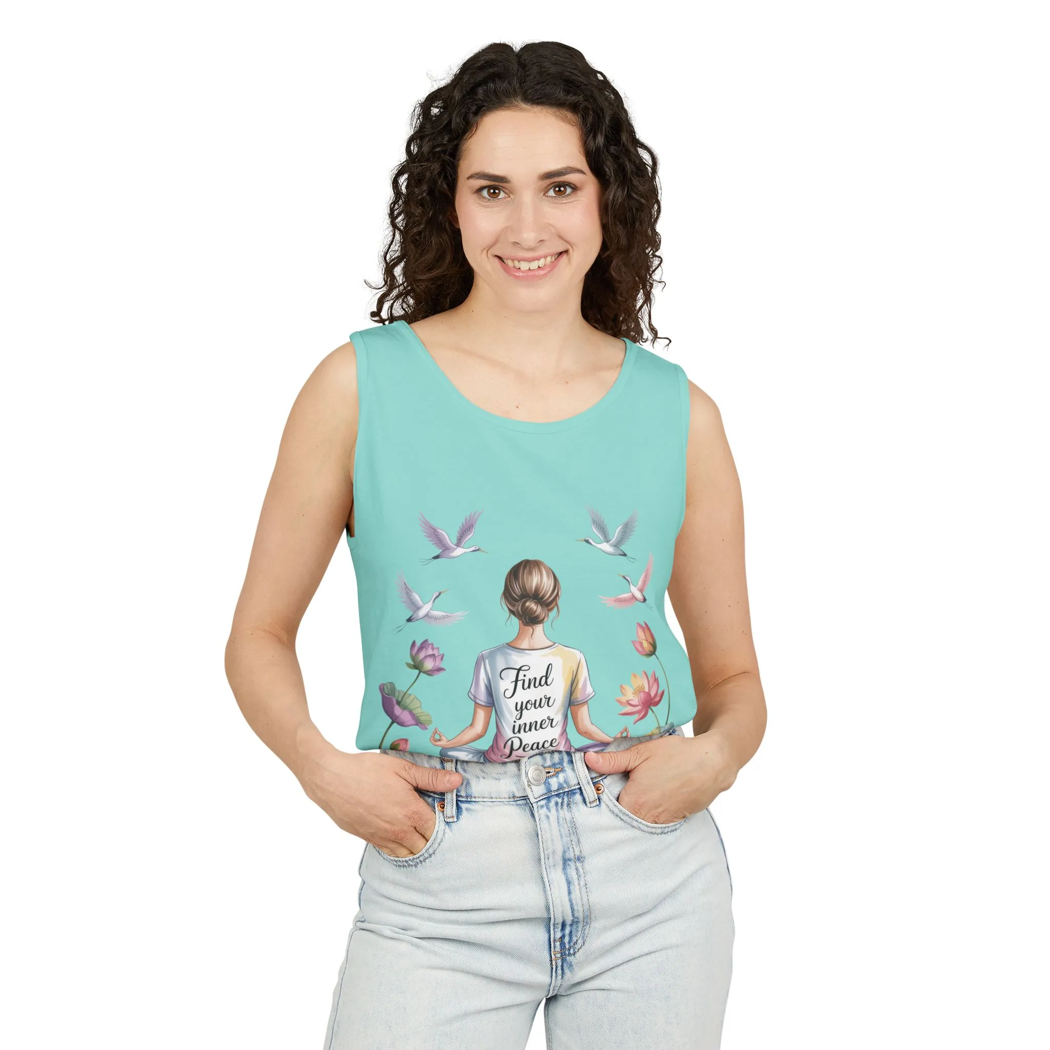 Meditation Floral Womens Tank Top, Find Your Inner Peace, Yoga Apparel, Gift for Mindfulness, Summer Relaxed Wear - Image 33