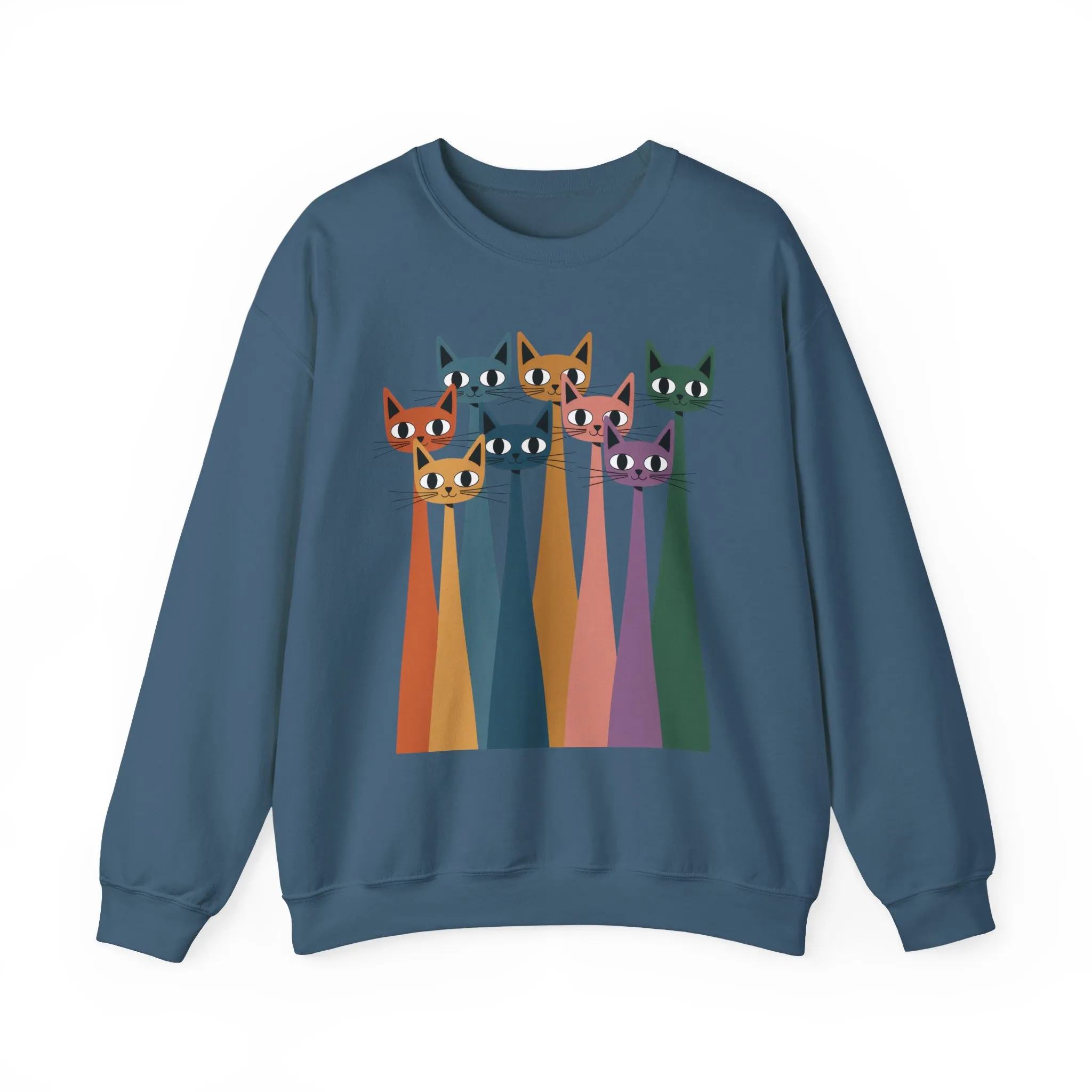 Colorful Cat Sweatshirt, Cozy Crewneck, Cat Lover Gift, Womens Sweatshirt, Cute Animal Apparel, Fun Gift for Cat Owners - Image 34