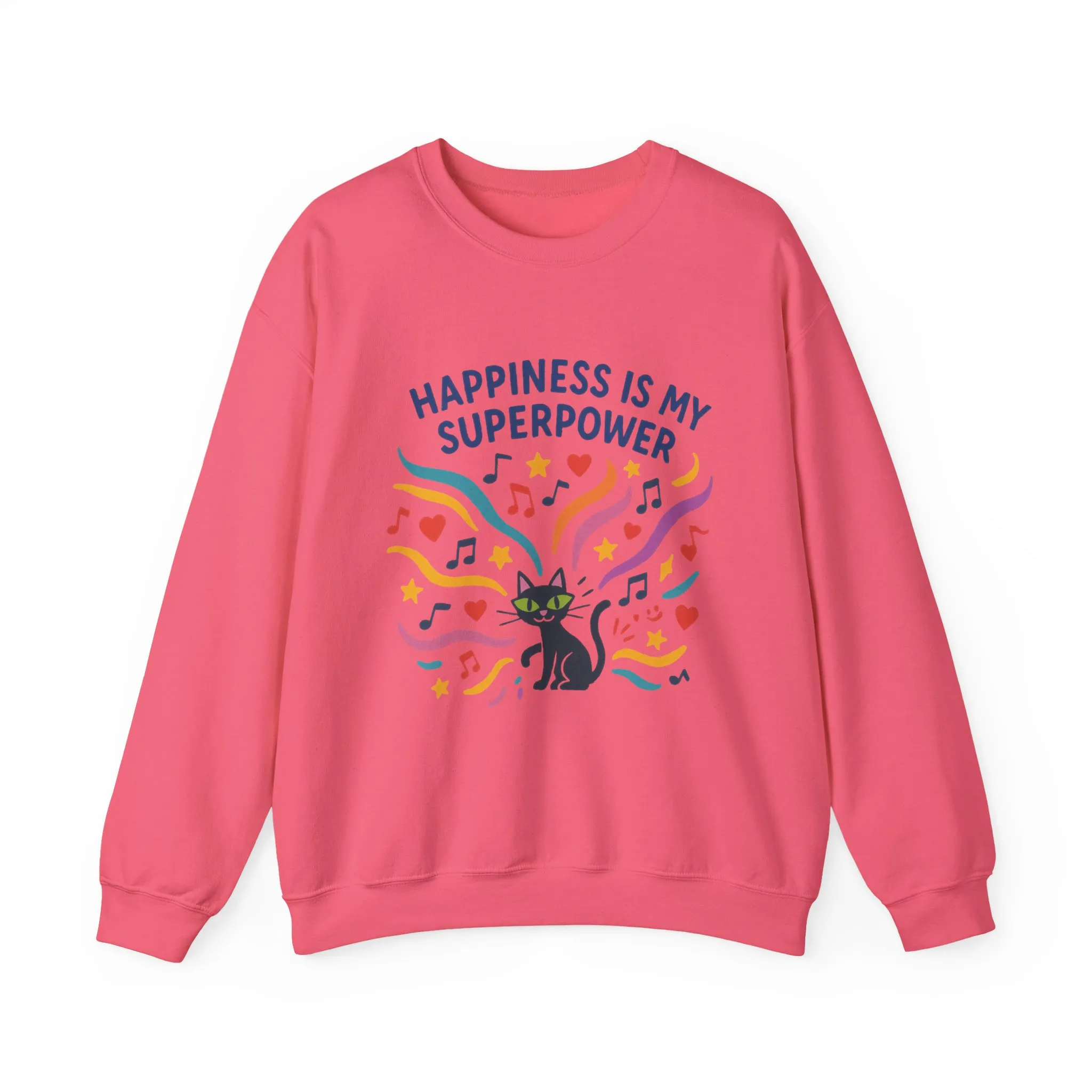 Playful Cat Crewneck Sweatshirt, Happiness is My Superpower, Cozy Sweatshirt, Gift for Cat Lovers, Fun Casual Style, Unique Animal Design - Image 31