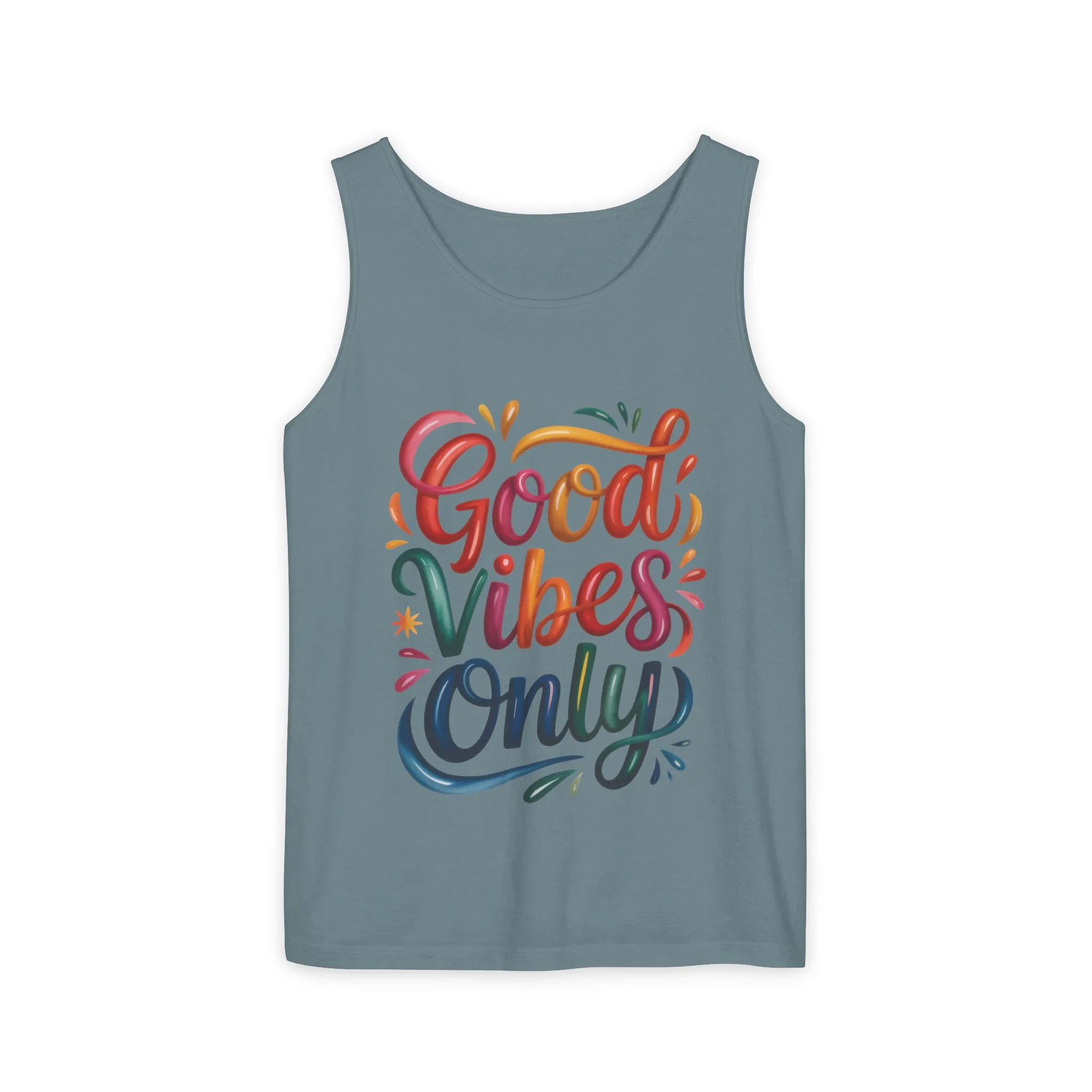 Good Vibes Only Womens Garment-Dyed Tank Top, Summer Casual Wear, Festival Outfit, Beach Day Tee, Gift for Friends, Positive Vibes Apparel - Image 13