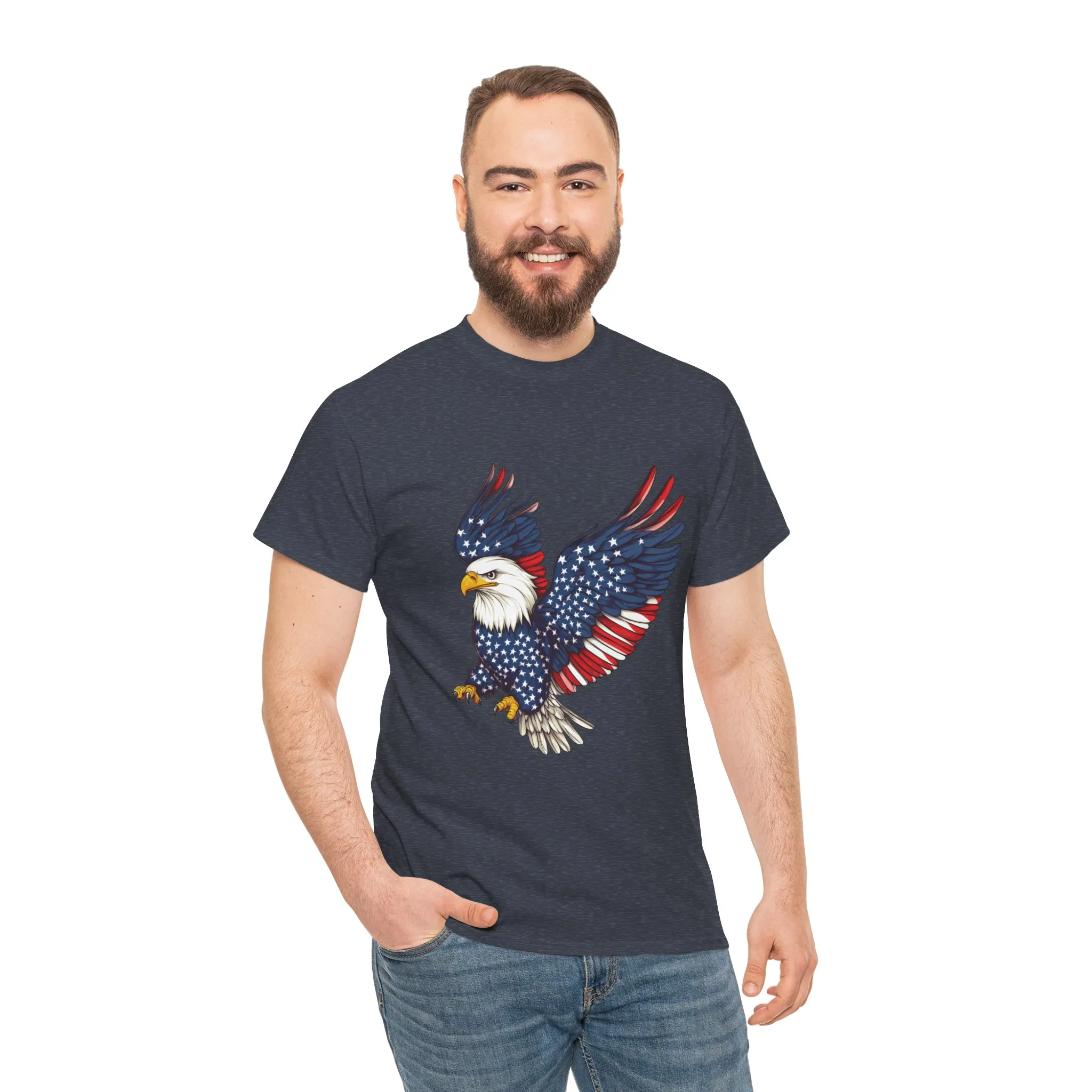 Patriotic Eagle Tee, Unisex Heavy Cotton T-Shirt for Independence Day, Memorial Day, Veterans Day, Gift for Nature Lovers, Casual Wear - Image 27