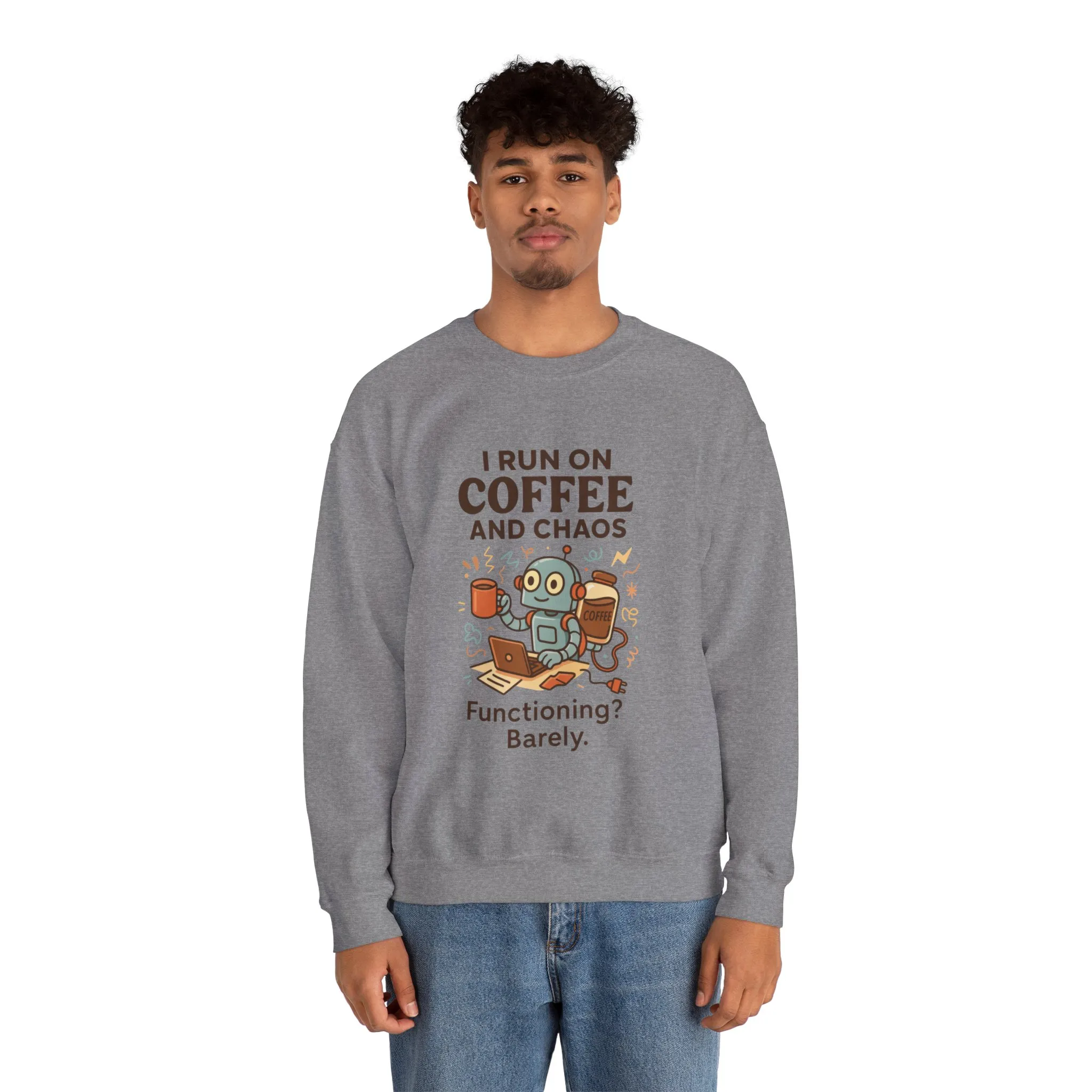 Coffee and Chaos Crewneck Sweatshirt, Funny Sweatshirt for Coffee Lovers, Unisex Gift, Cozy Everyday Wear, Ideal for Holidays - Image 11