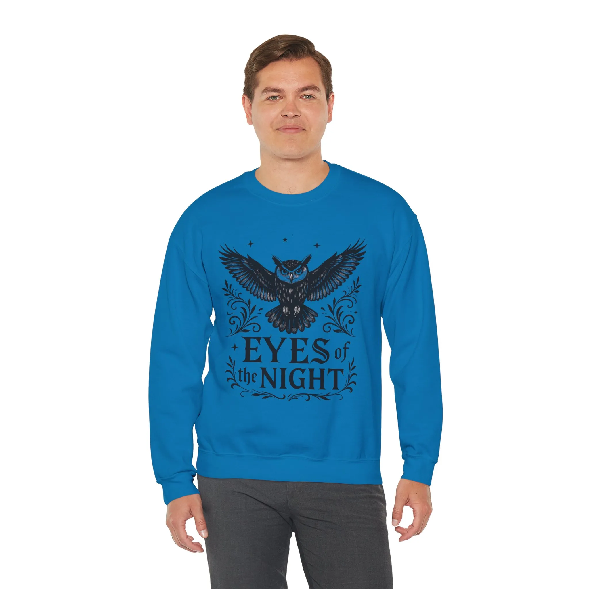 Eyes of the Night Owl Sweatshirt, Mens Dark Gothic Sweatshirt, Mysterious Owl Graphic Pullover, Forest Bird of Night Design, Halloween Gift - Image 32