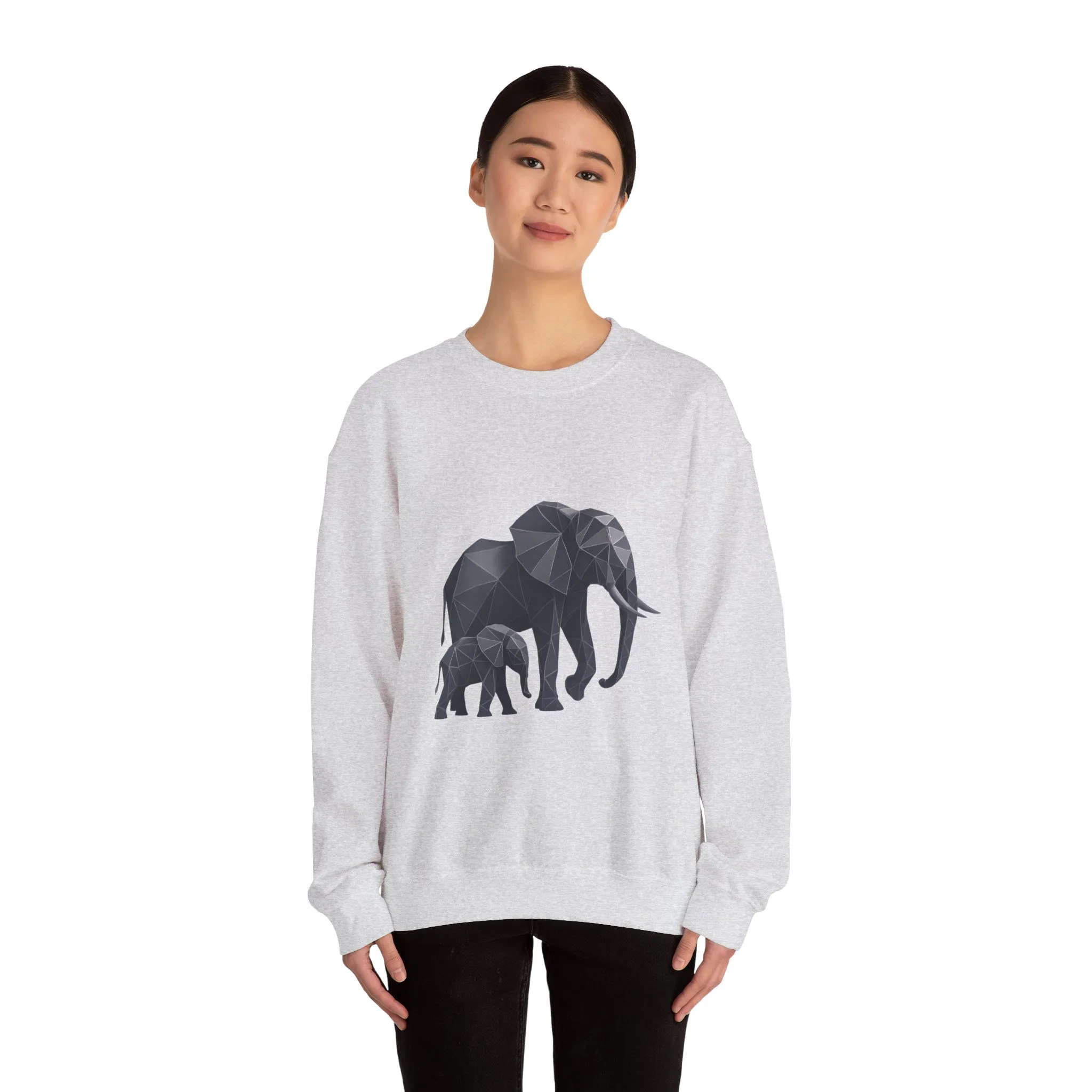 Geometric Elephant Sweatshirt, Cozy Unisex Crewneck, Animal Lover Gift, Nature Inspired Apparel, Eco-Friendly Fashion, Gift for Her - Image 5