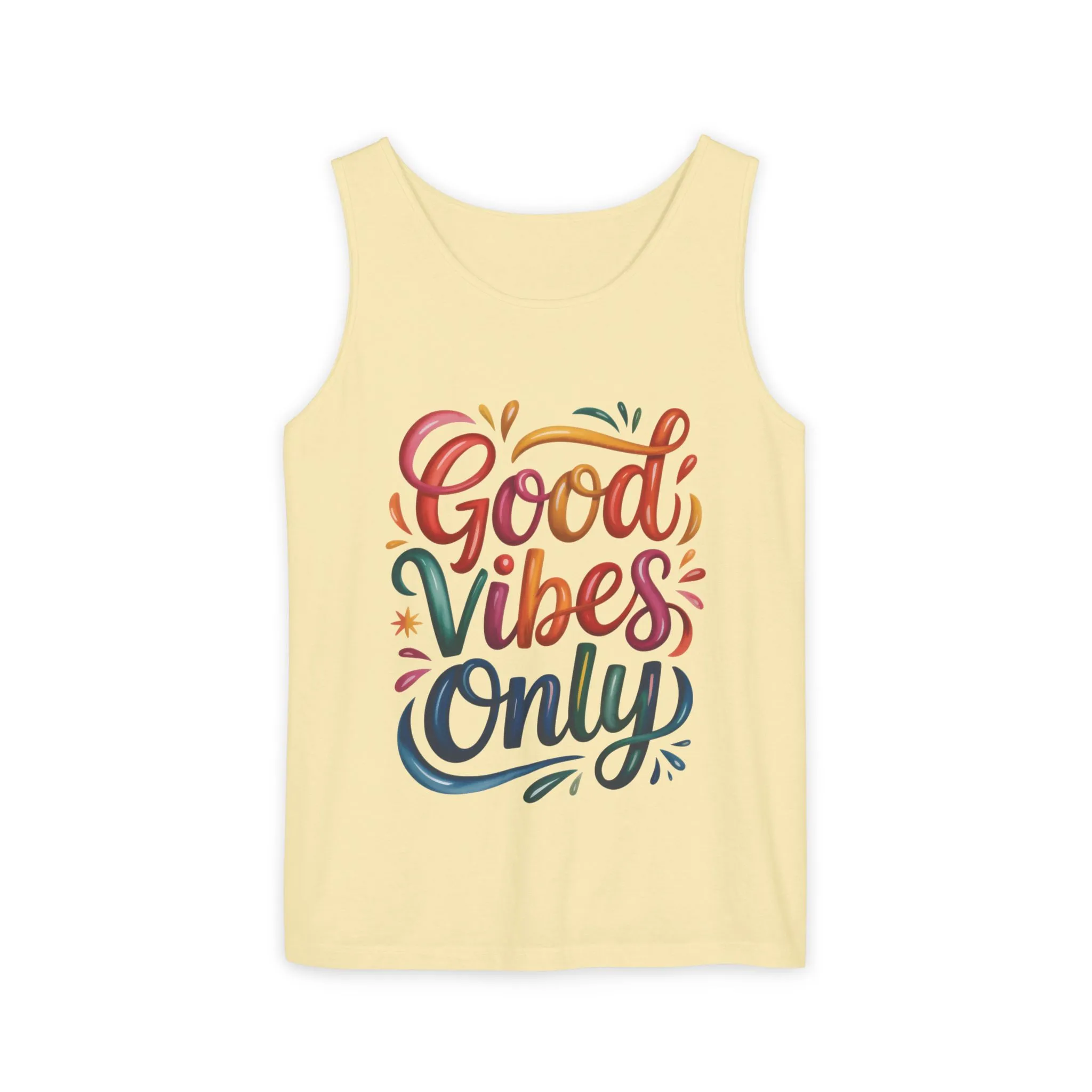 Good Vibes Only Womens Garment-Dyed Tank Top, Summer Casual Wear, Festival Outfit, Beach Day Tee, Gift for Friends, Positive Vibes Apparel - Image 7