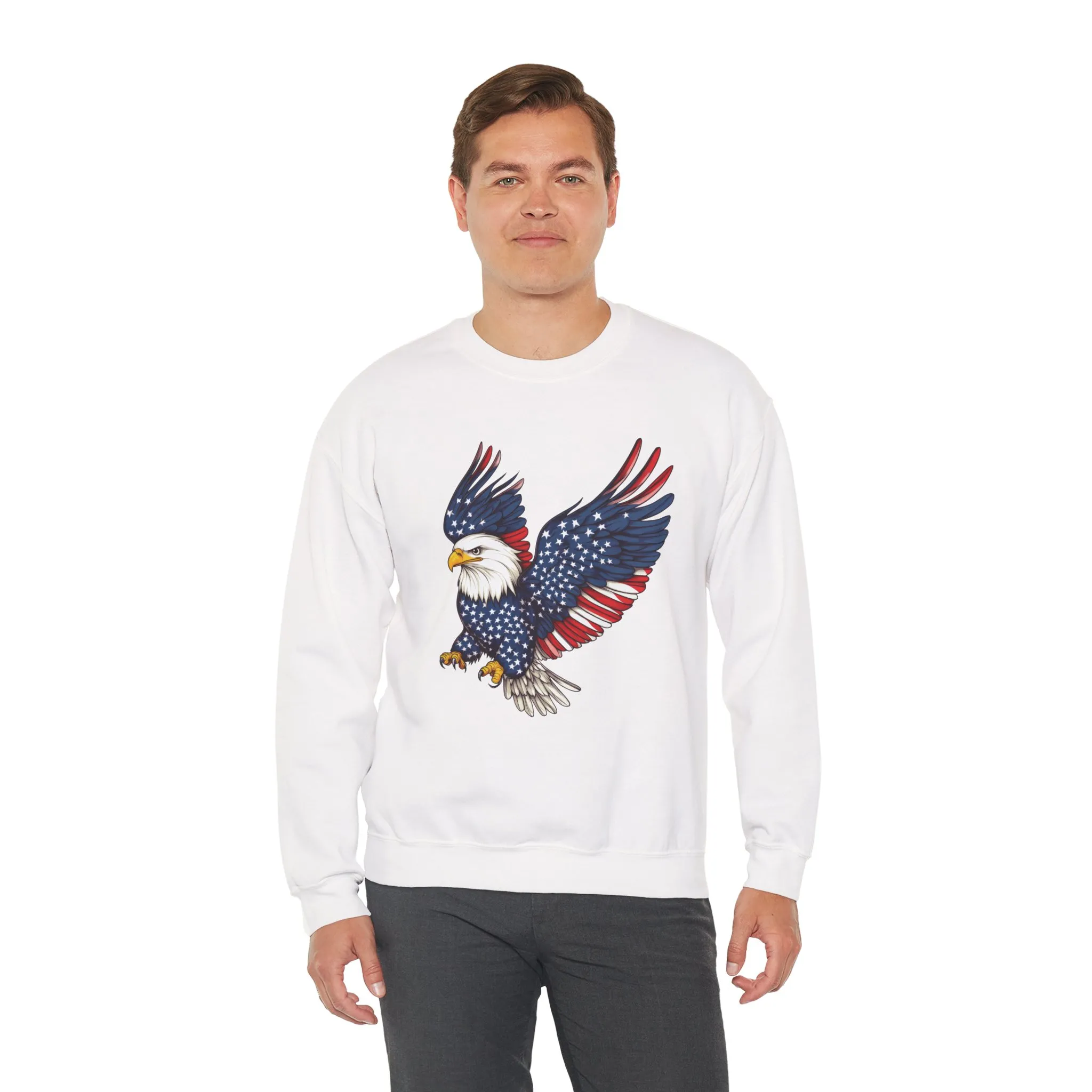 Patriotic Eagle Sweatshirt, Unisex Crewneck, USA Pride Apparel, Cozy Everyday Wear, Perfect for Independence Day, Gift for Patriots - Image 6