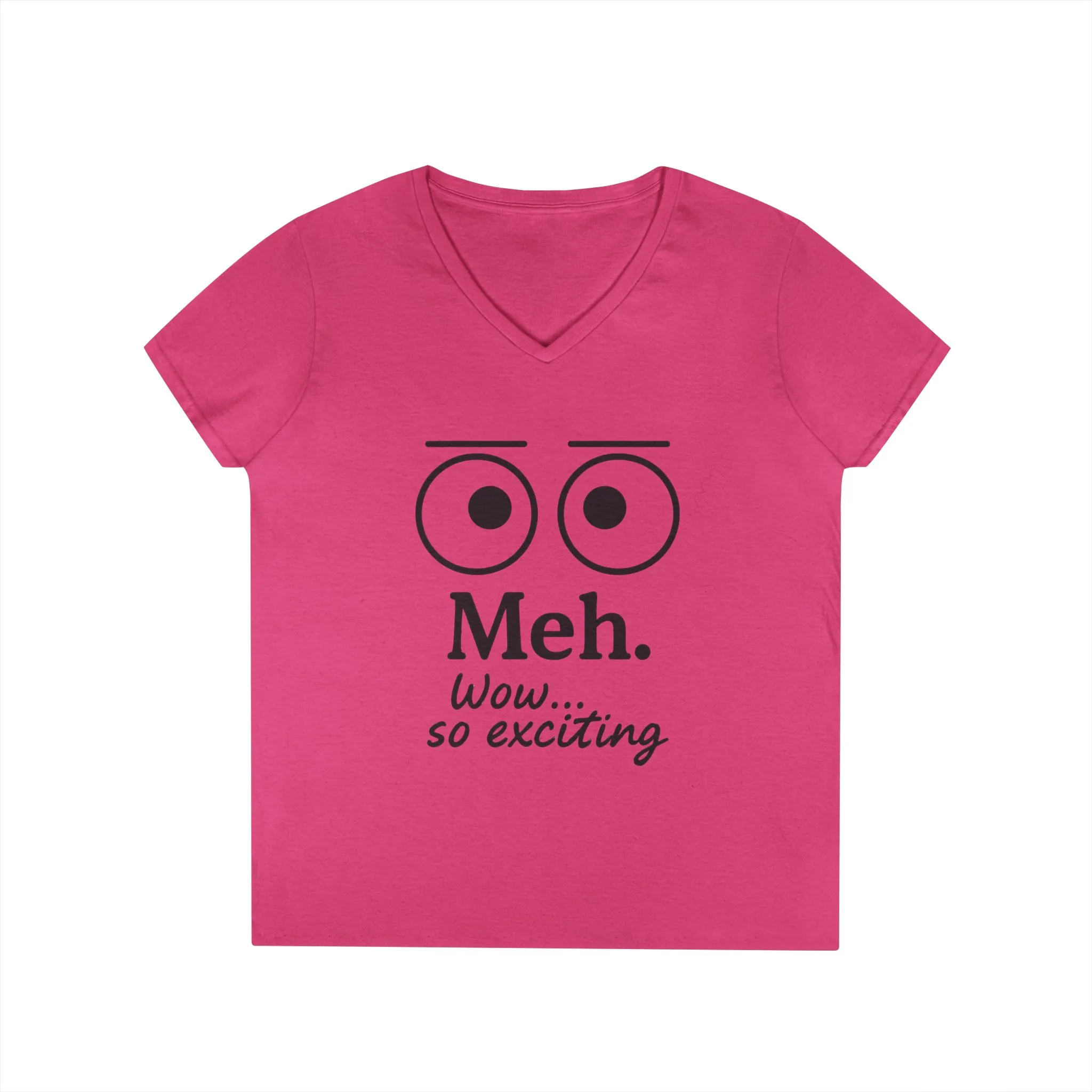 Funny Ladies' V-Neck T-Shirt - "Meh." Graphic, Casual Humor Tee, Gift for Her, Everyday Wear, Cute Top - Image 2