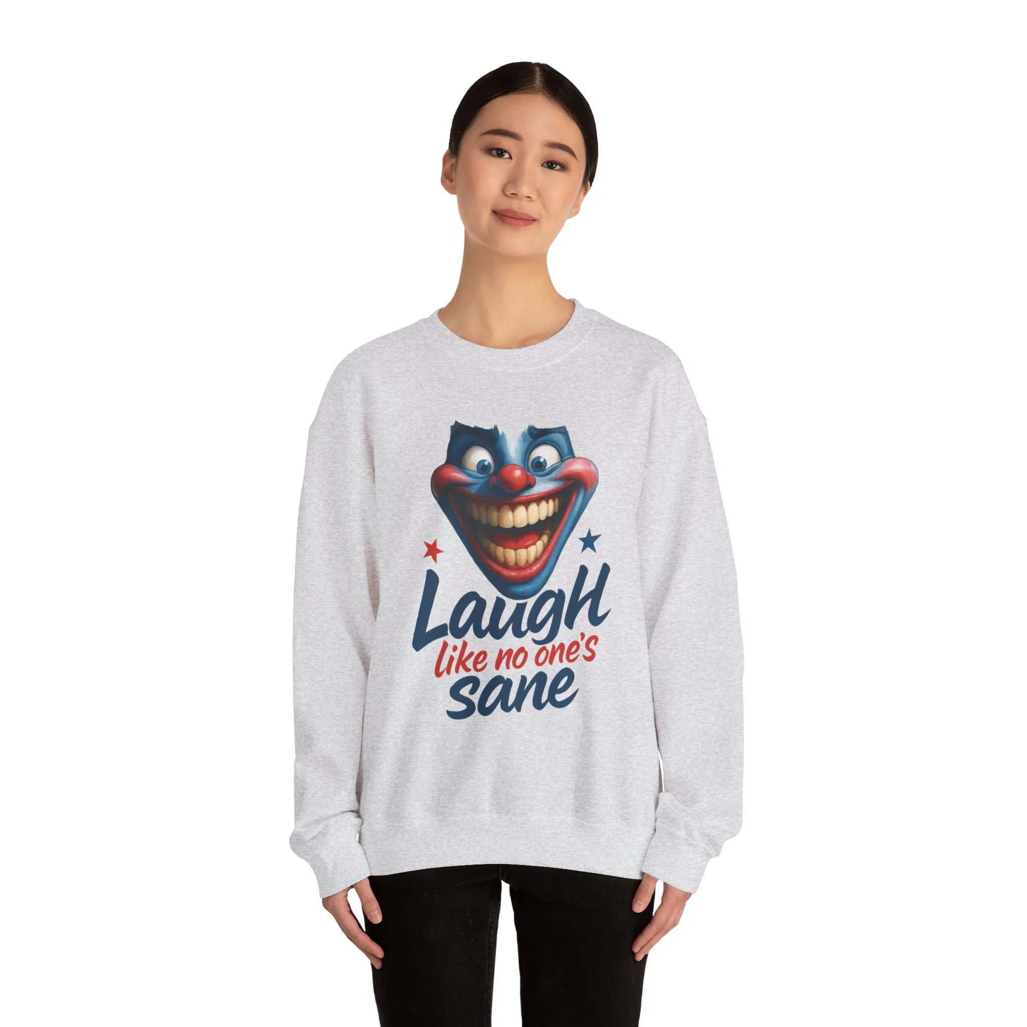 Funny Sweatshirt with 'Laugh Like No One's Sane' Design, Unisex Crewneck, Cozy Gift for Friends, Humor Apparel, Comfy Casual Wear - Image 8
