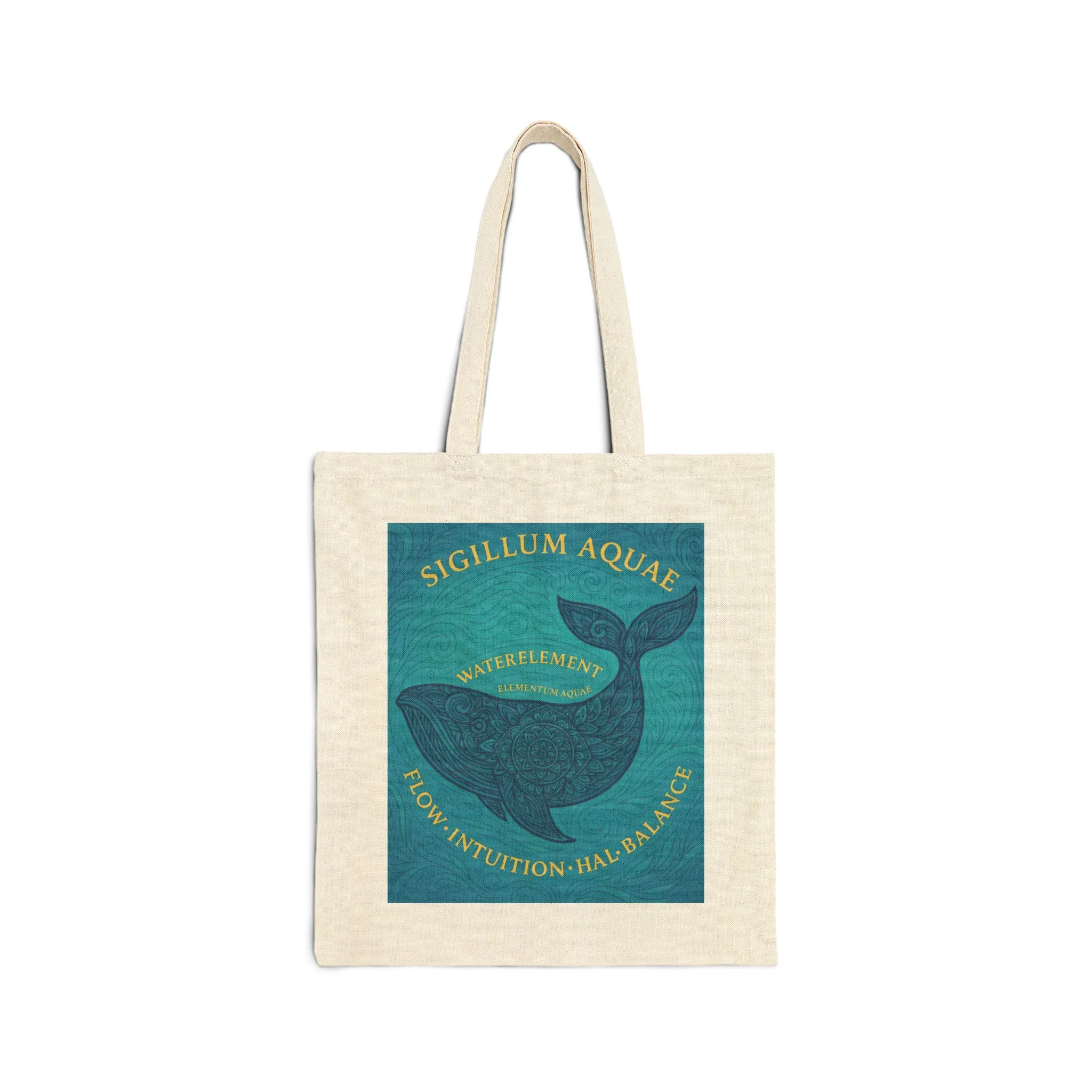Water Element Whale Mandala Tote Bag, Sigillum Aquae – Flow, Intuition & Balance, Mystical Element Series, Mystical Journey