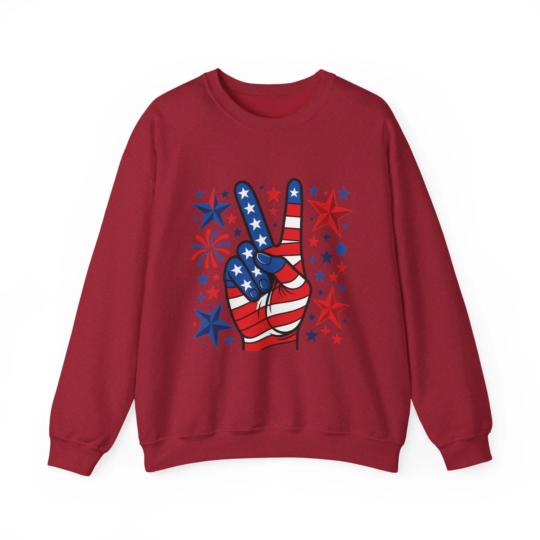 Patriotic Peace Crewneck Sweatshirt - Unisex Heavy Blend, 4th of July Clothing, Peace Sign Design, Casual Wear, Gift for Him/Her - Image 47